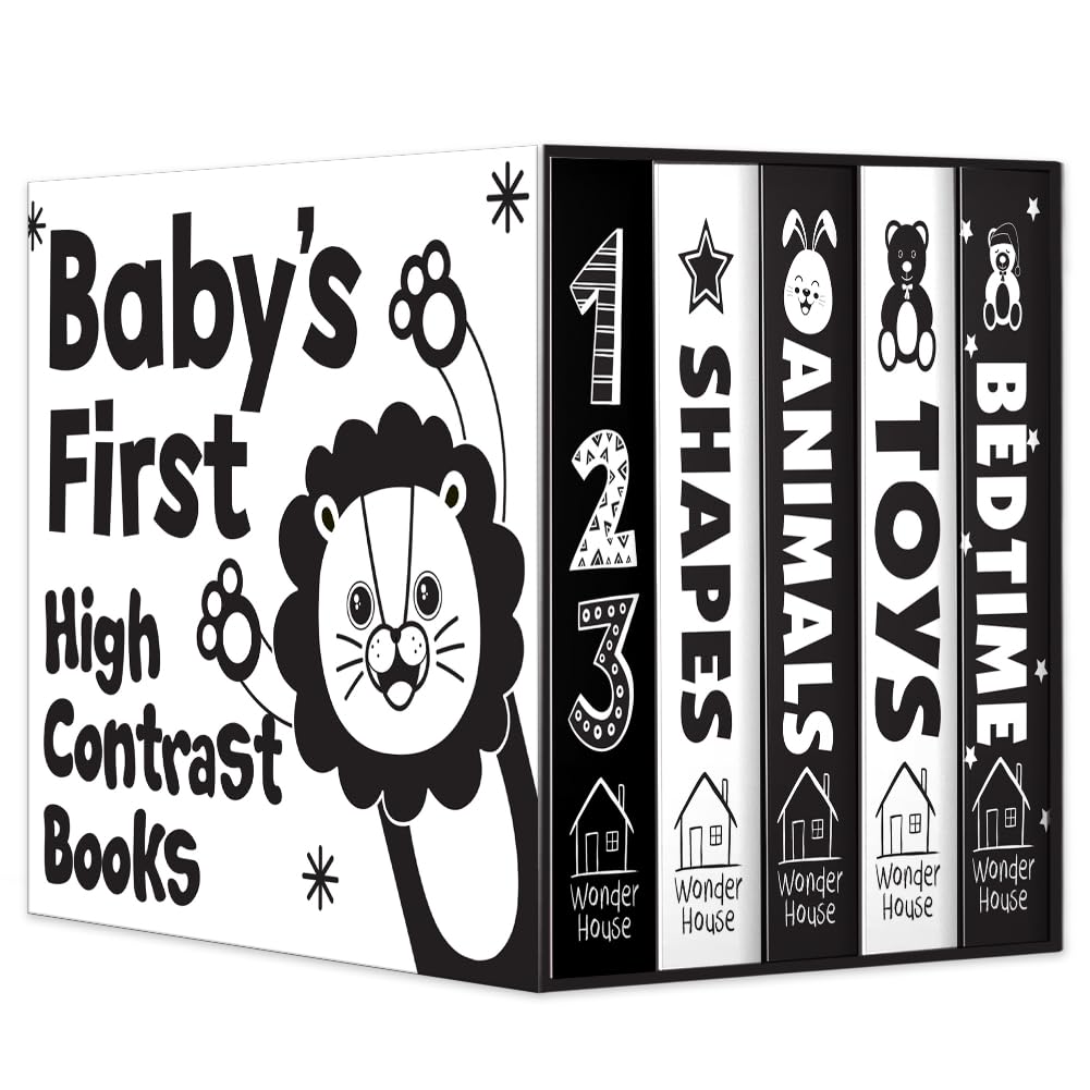 Baby’s First High-Contrast Books Boxed Set [Box Set of 5] - Age Group: 0+ / Black and White Tummy Time Books /Illustrated Board Book for Kids/Toddlers / (High Contrast Board Books)