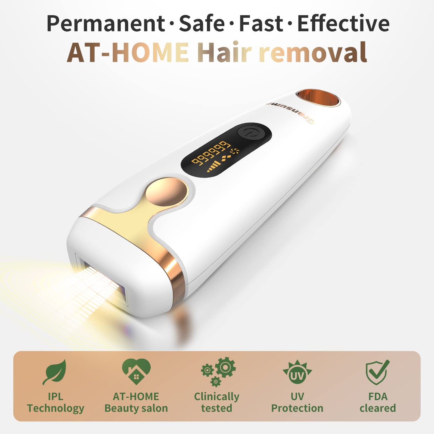 IPL Laser Hair Removal Device for Women and Men - Permanent Painless 90% Hair Reduction in 4 Weeks, Whole Body Use (Armpits, Bikini Line, Face, Legs, Arms, Back) - Corded at-Home