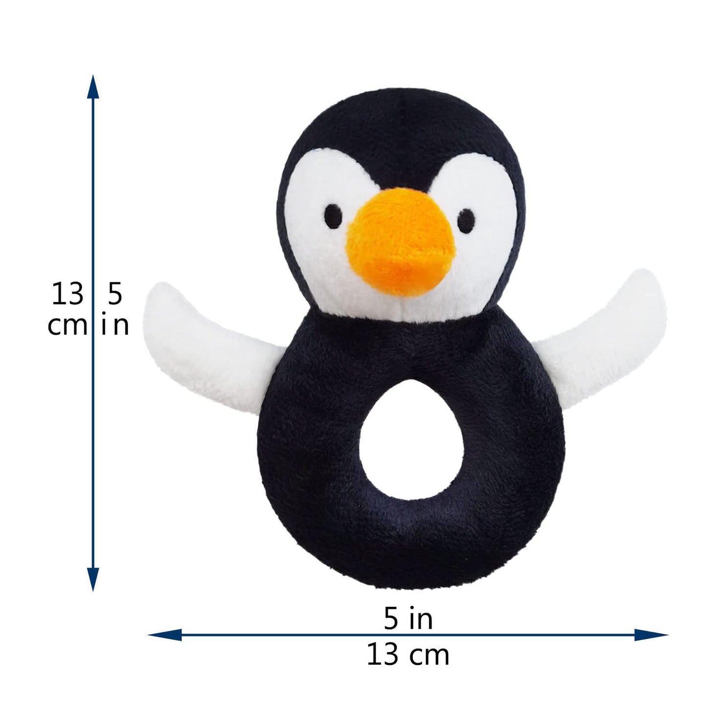 Doindute Baby Penguin Soft Rattle Toy, Penguin Plush Infant Shaker Rattle Easy-Grasp Stuffed Animal Toy, Gifts for Newborns Babies Toddlers Boys Girls, Black&White, 5 Inches