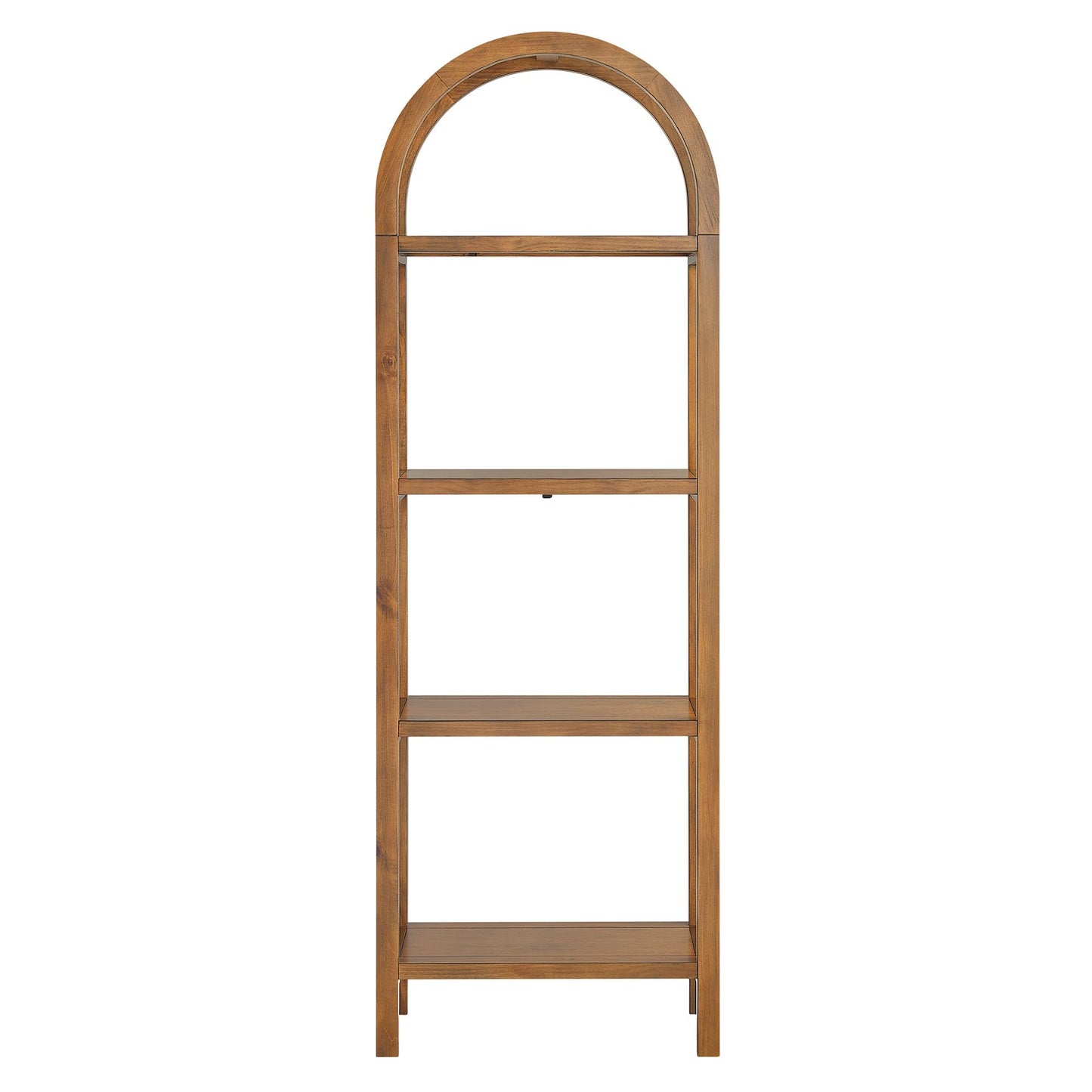 Modway Vexley 72 Inch Tall Narrow Arched Bookshelf in Walnut – Modern Pine and Acacia Wood Open Display Bookcase for Living Room, Office, Reading Nook