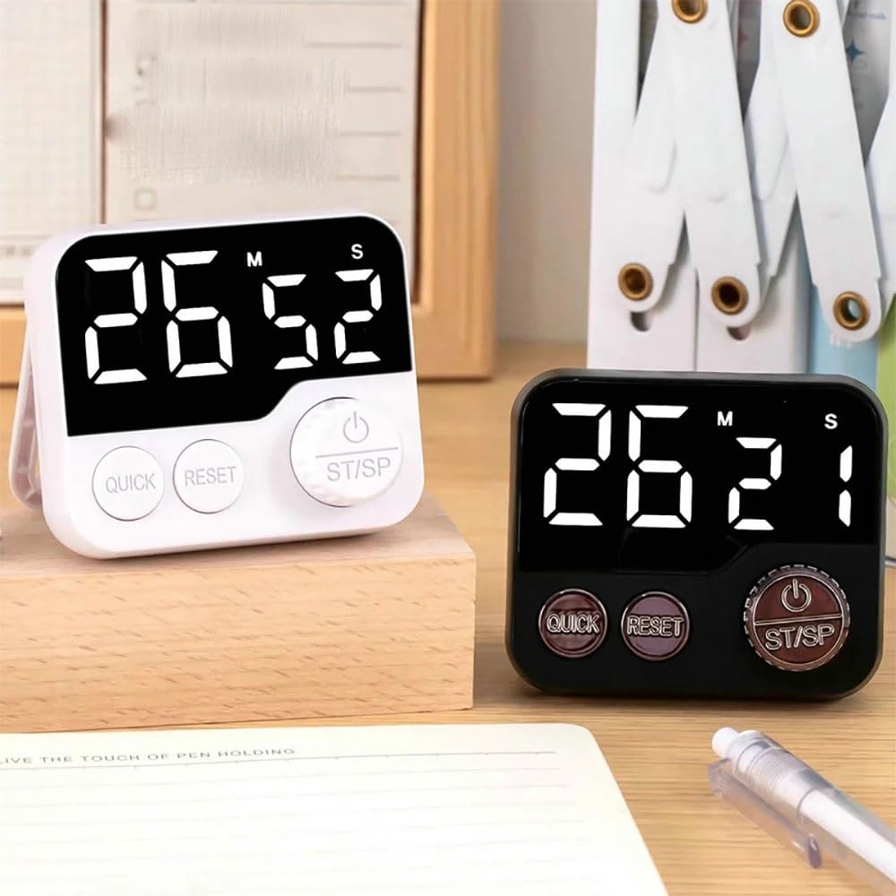 TEOYETTSF Large Screen Kitchen Timer LED Digital Kitchen Reminder Timer Count Up Countdown Sleep Alarm Clock Stopwatc(E)