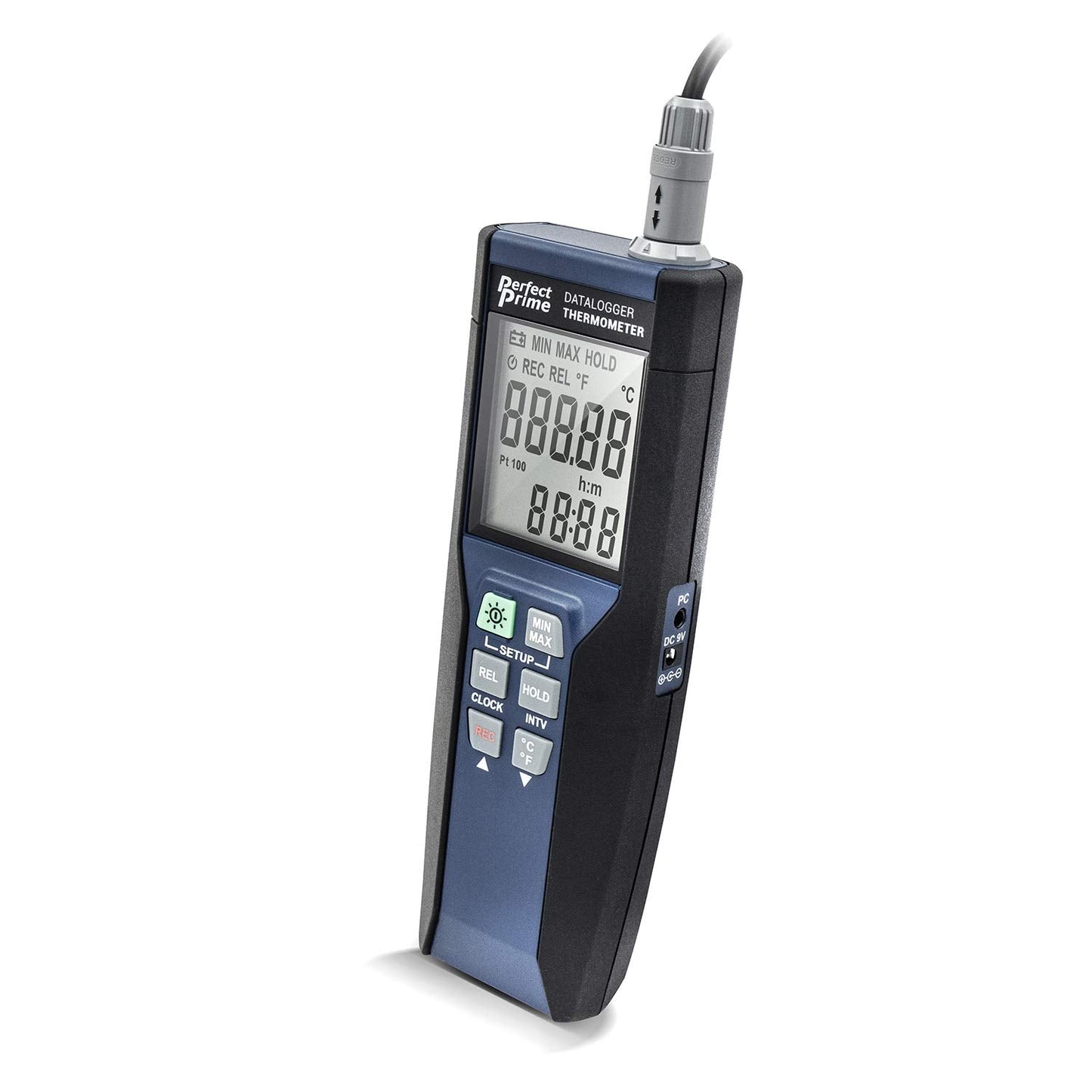 PerfectPrime TC0376, High Precision Platinum RTD Thermometer Datalogger with Probe, RS-232/USB Interface