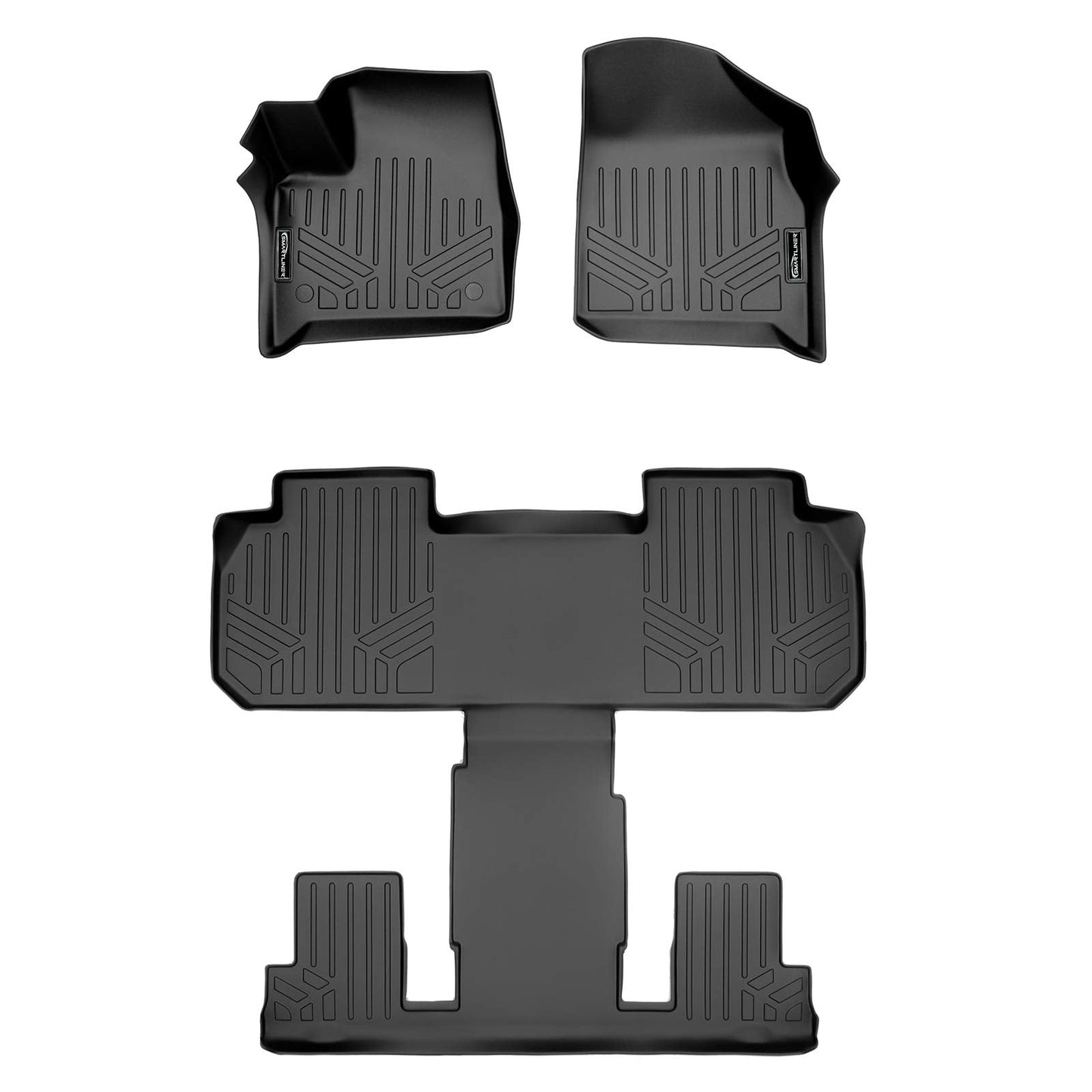 SMARTLINER Custom Fit Floor Mats 3 Row Liner Set Compatible with 2018-2023 Chevrolet Traverse