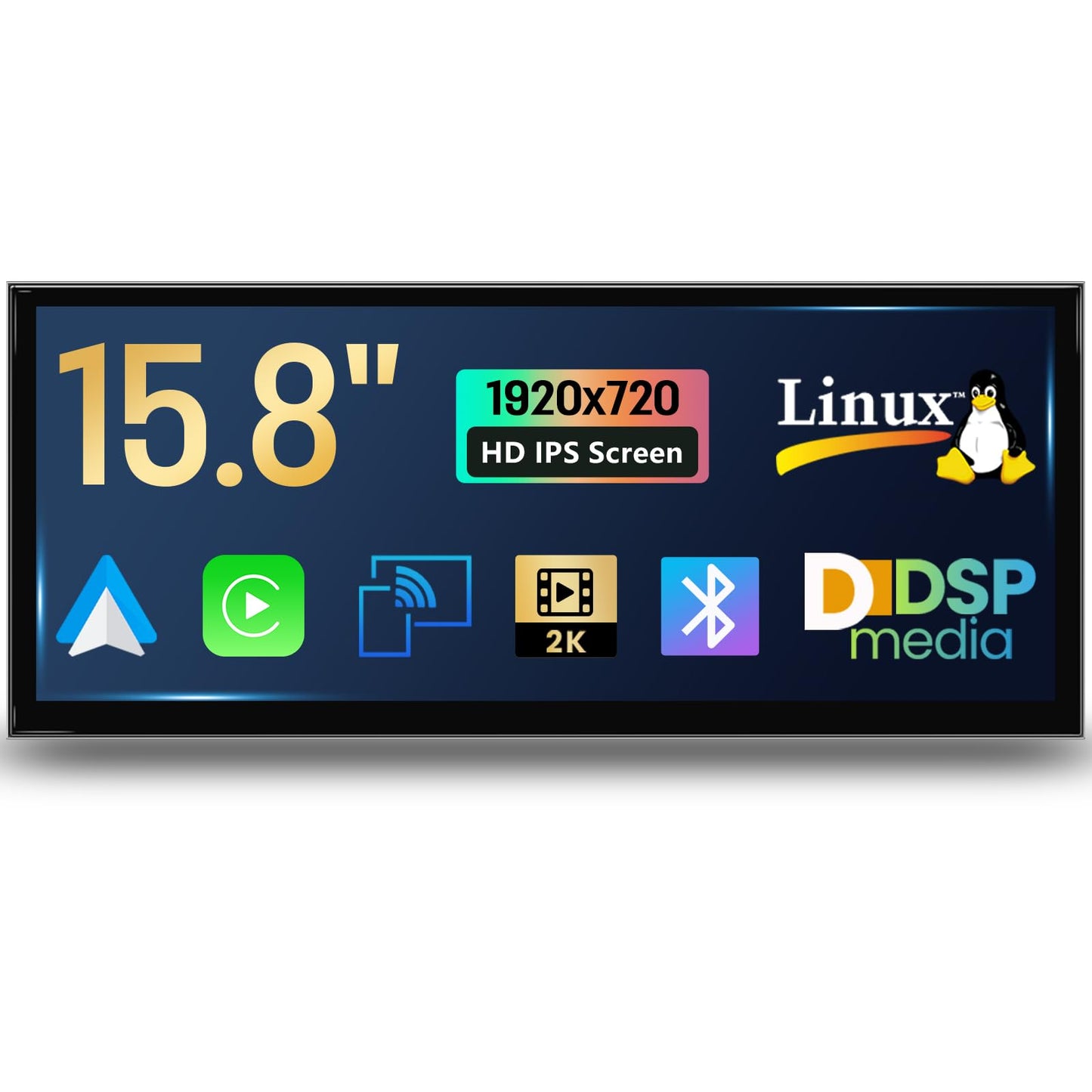 Uckazy 15.8 Inch Android Auto Radio for BMW 5 7 Series F10 F11 F01 CIC 520i 525i 528i 2011-2012,Car Play IPS Touch Screen Upgrade Car Stereo Support Wireless Android Auto