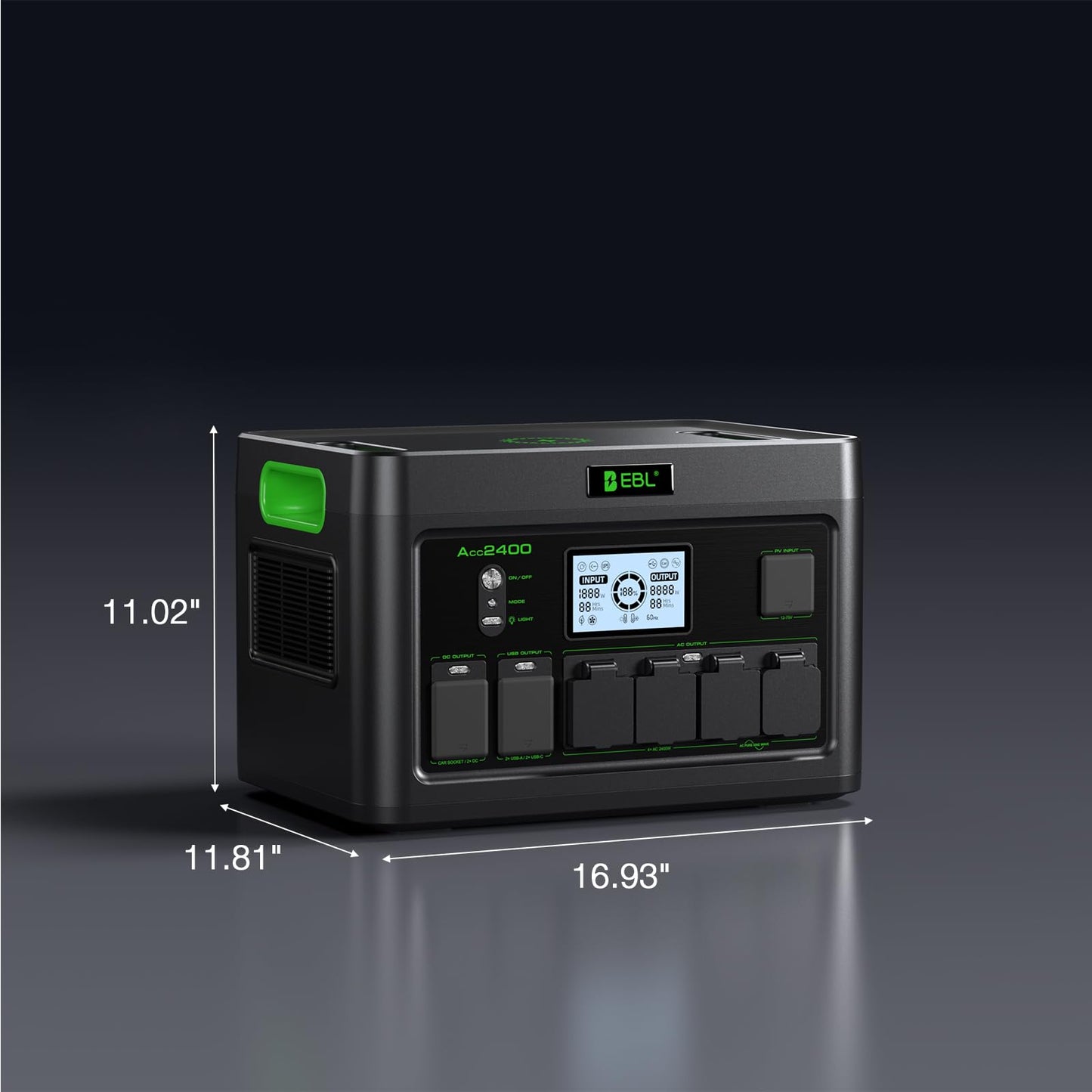 EBL 2400W Portable Power Station LiFePO4 Battery,1843Wh Solar Generator,Home Battery Backup,12 Outlets(2400W AC Outlets,4800W Peak), USB-C PD 100W,2Hrs Quick Charge,Home Emergency, RV Trip