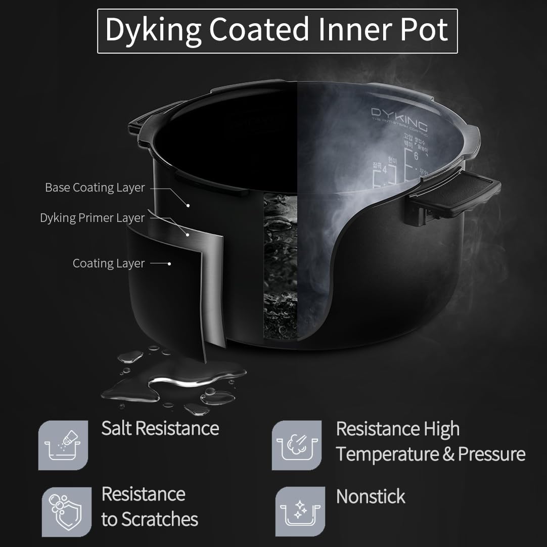 CUCHEN CRH-TWK0640WUS | IH Heating | Induction Heating Dual Pressure Rice Cooker | 6 Person, 1.5Quarts | 6 Cup (Uncooked) | Non-stick Coating | Stainless Cover | High/Non-Pressure | Easy Open Handle | Auto Steam Clean | Made in Korea