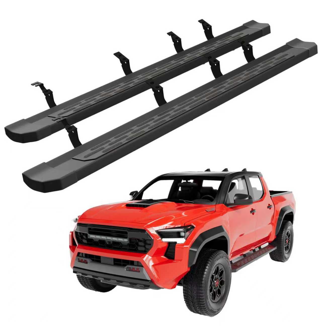Yawrpats Running Boards Compatible with 2024 2025 Toyota Tacoma Double Cab 4 Full-Size Door Side Steps Bars with 8 Brackes Heavy Duty Aluminum Anti Slip (Rugged Off-Road)