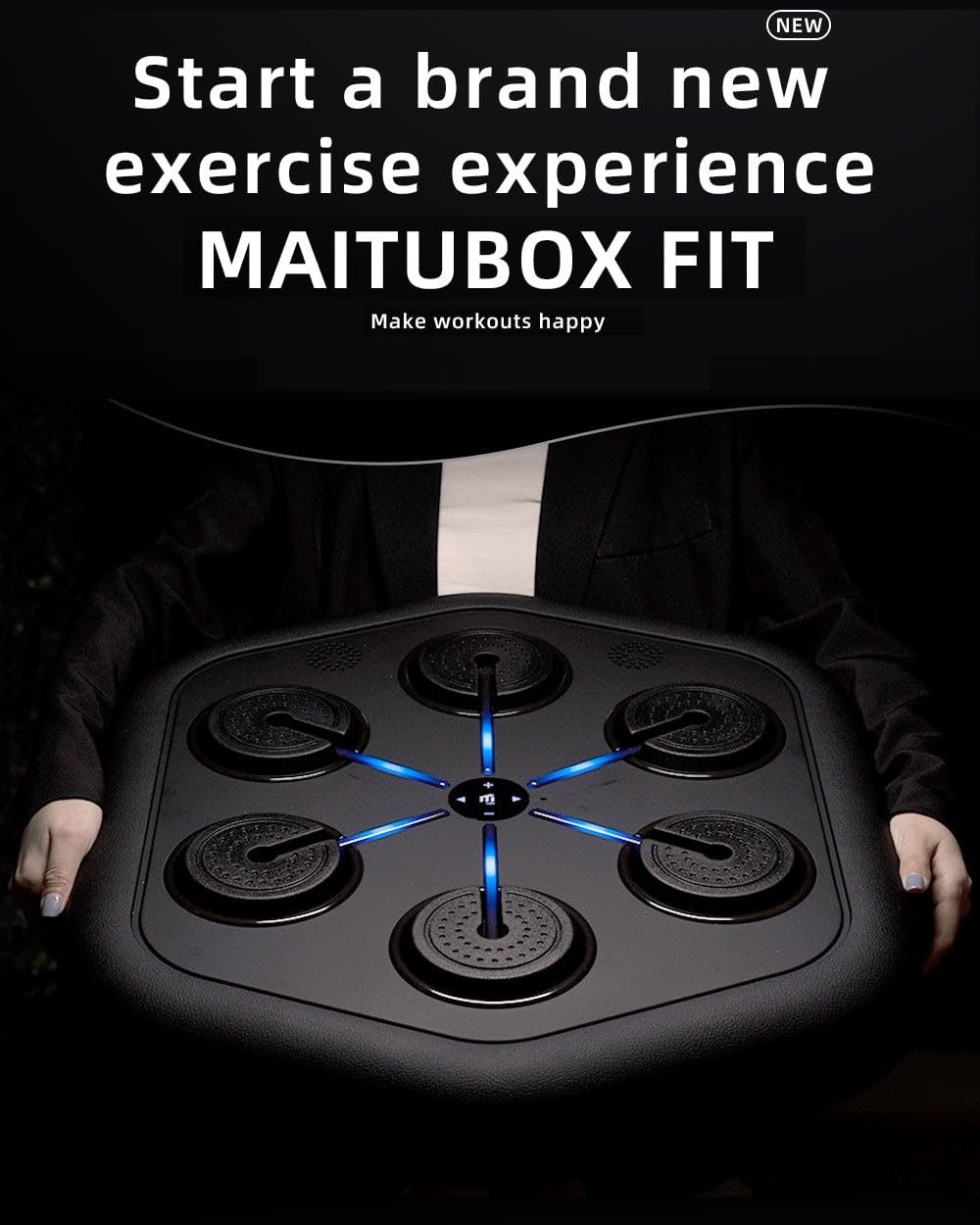 2025 Upgraded Smart Music Boxing Machine, Professional Online Boxing Lessons for Sculpting Fat Burning - 24H Standby, 160 Synced LED Lights, Wall-Mount Punching Bag for Home Gym (4th and 5th)