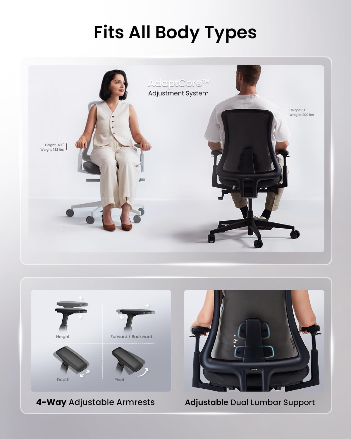 ProtoArc Ergonomic Office Chair - Flexer Pro Mesh Desk Chair with Lumbar Support, Slide Seat & 4D Armrests, Breathable Mesh from Wintex, Tilt Lock, Metal Base | for Home & Computer Work - Black