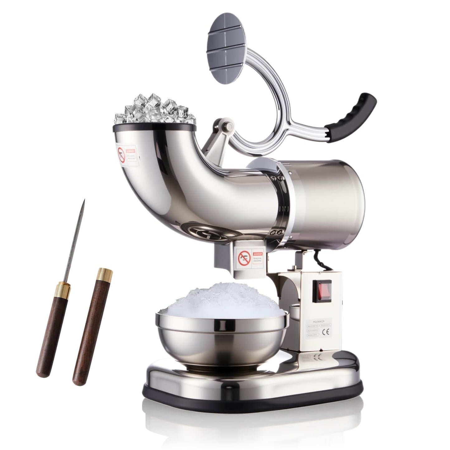 YODHOSA Electric Ice Shaver 300W Snow Cone Maker Machine 440lbs/hr Shaved Ice Machine Stainless Steel Kitchen Electric Ice Crusher with a Free Ice Pick and Ice Cube Tray