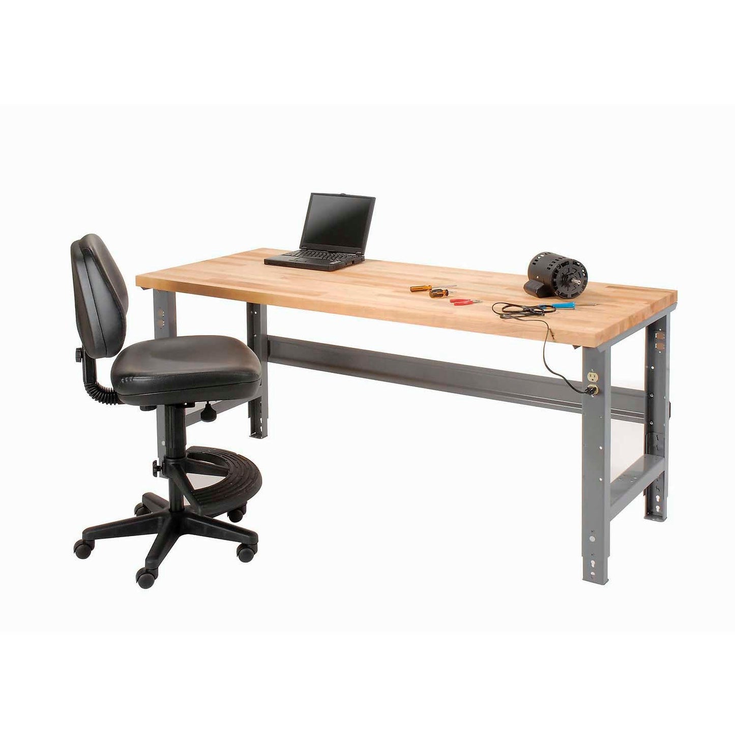 Global Industrial Adjustable Height Workbench C-Channel Leg, 2000 Lbs Capacity, 72"W x 36"D, 1-3/4" Maple Top Square Edge, Gray Frame, Industrial Workbench