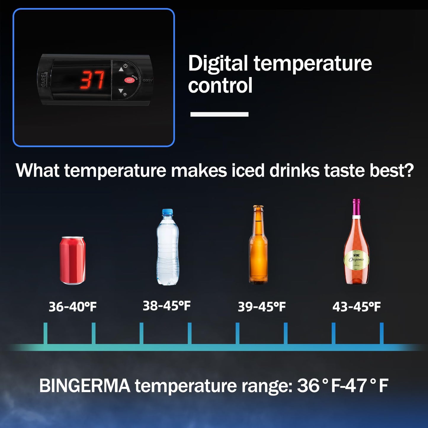 BINGERMA Back Bar Cooler with 2 Glass Doors Commercial Under Counter Beverage Refrigerator 7.4 Cu.ft. ETL Black Drink Fridges for Bar,Office,Convenience Stores