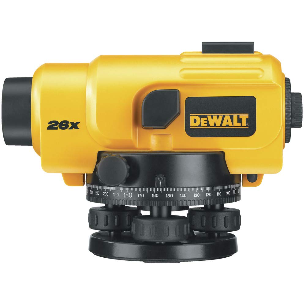 DEWALT DW096PK 26X Automatic Optical Level Kit with Tripod, Rod, and Carrying Case, Yellow