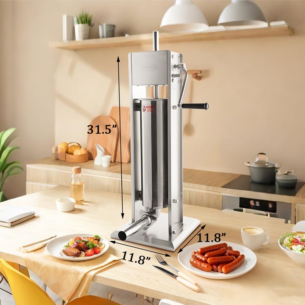 Hakka 15 Lb/7 L Sausage Stuffer 2 Speed Stainless Steel Vertical Sausage Maker