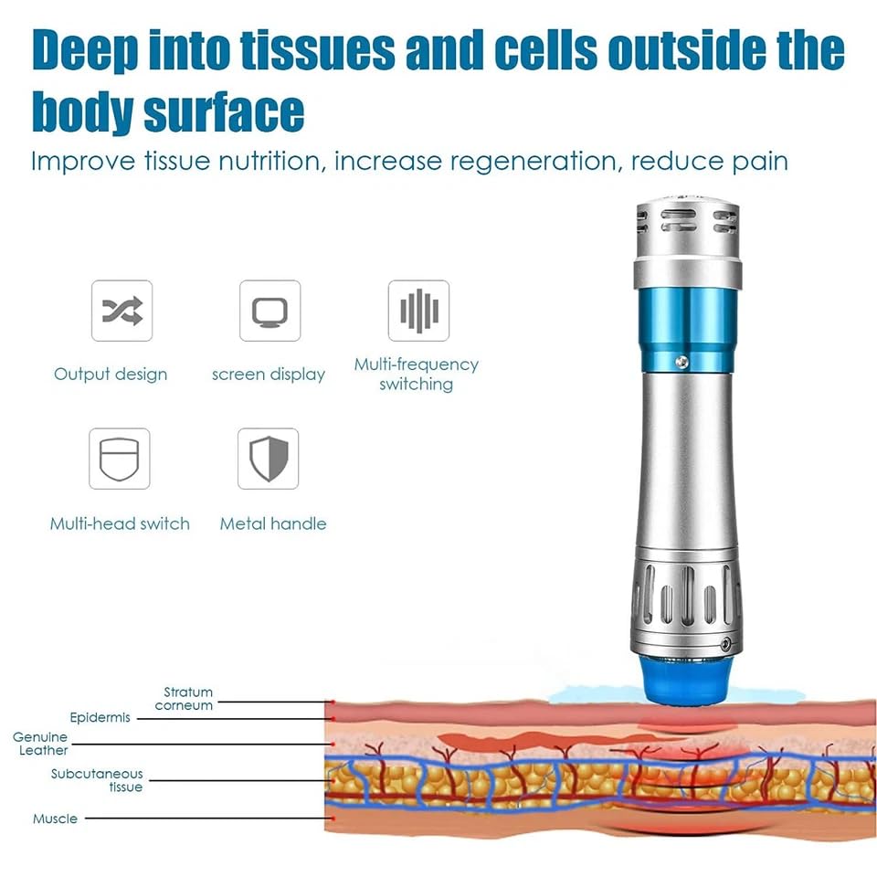 Extracorporeal Shock Wave Therapy Machine, Non-Invasive Pain Relief Focused Shockwave Therapy for Athletes Injuries,Back, Elbows, Portable Shockwave Therapy Device Deep Tissue Massage Massager
