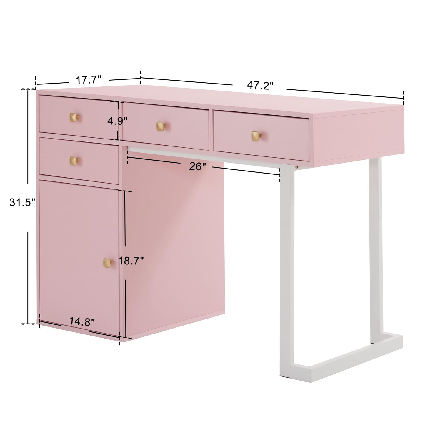BarberPub Beauty Manicure Table with Storage Drawers, Nail Salon Desk for Nail Tech, Makeup Station with Round Handles, Beauty Equipment with Display Open Space 2990 (White&Pink)