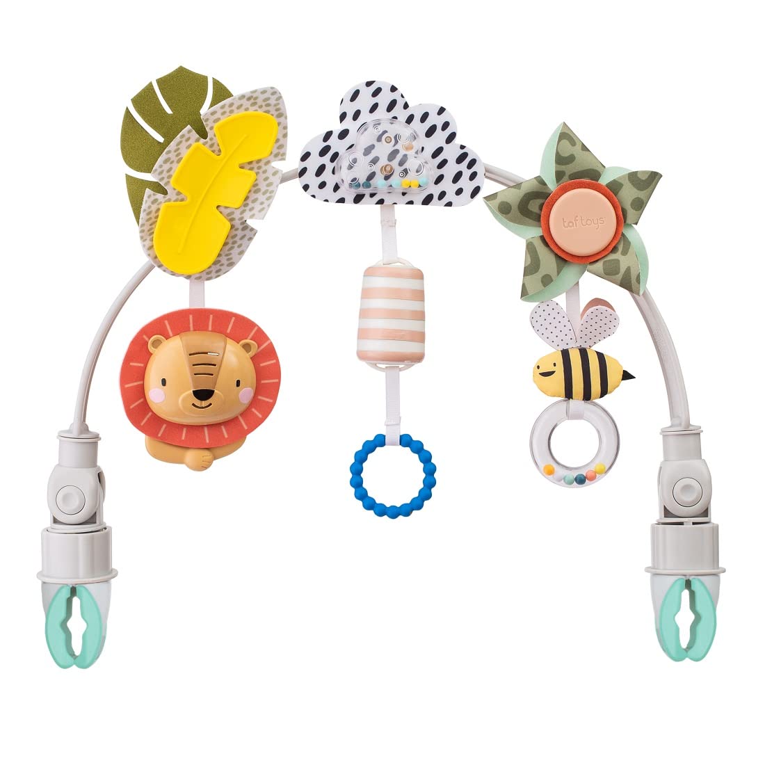 Taf Toys Savannah Adventures Arch with Fascinating Toys, Stimulates Baby’s Senses & Motor Skills Development | Newborn Toys & Baby Toys 3-6 Months | Use on Strollers, Bassinets, Car Seats