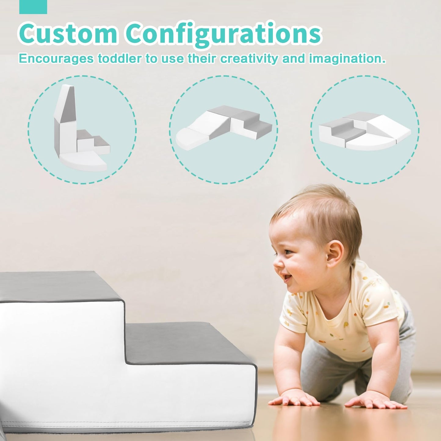 TODIBY Foam Blocks Climbing for Kids: Toddler Toys for Indoor and Outdoor Fun - Soft PU Leather Play Structure for Crawling and Sliding - Ideal for Playhouse and Play Gym Activities