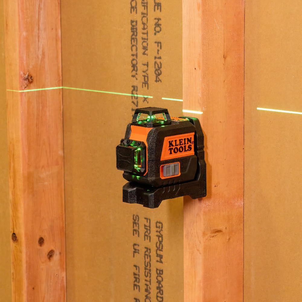 Klein Tools 93CPLG Compact Self-Leveling Laser Level, Bright Green Cross Line 360-Degree Laser Planes, Class 2 ≤ 1mW, Rechargeable, Magnetic Mount