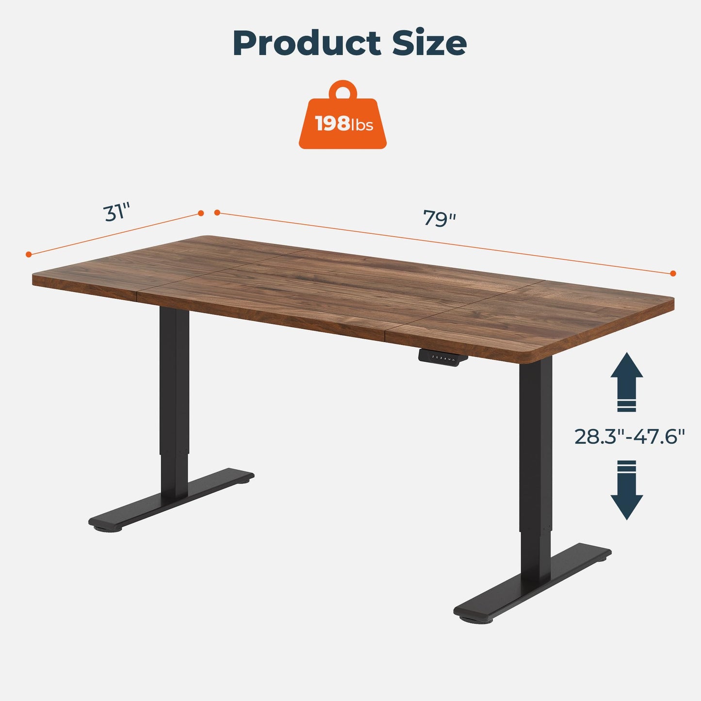 FitStand Dual Motor Standing Desk, Large Stand Up Desks, 79x31 Inches Electric Sit Stand Desks, 4 Memory Preset Adjustable Height Computer Table for Home Office with Splice Board (Brown)