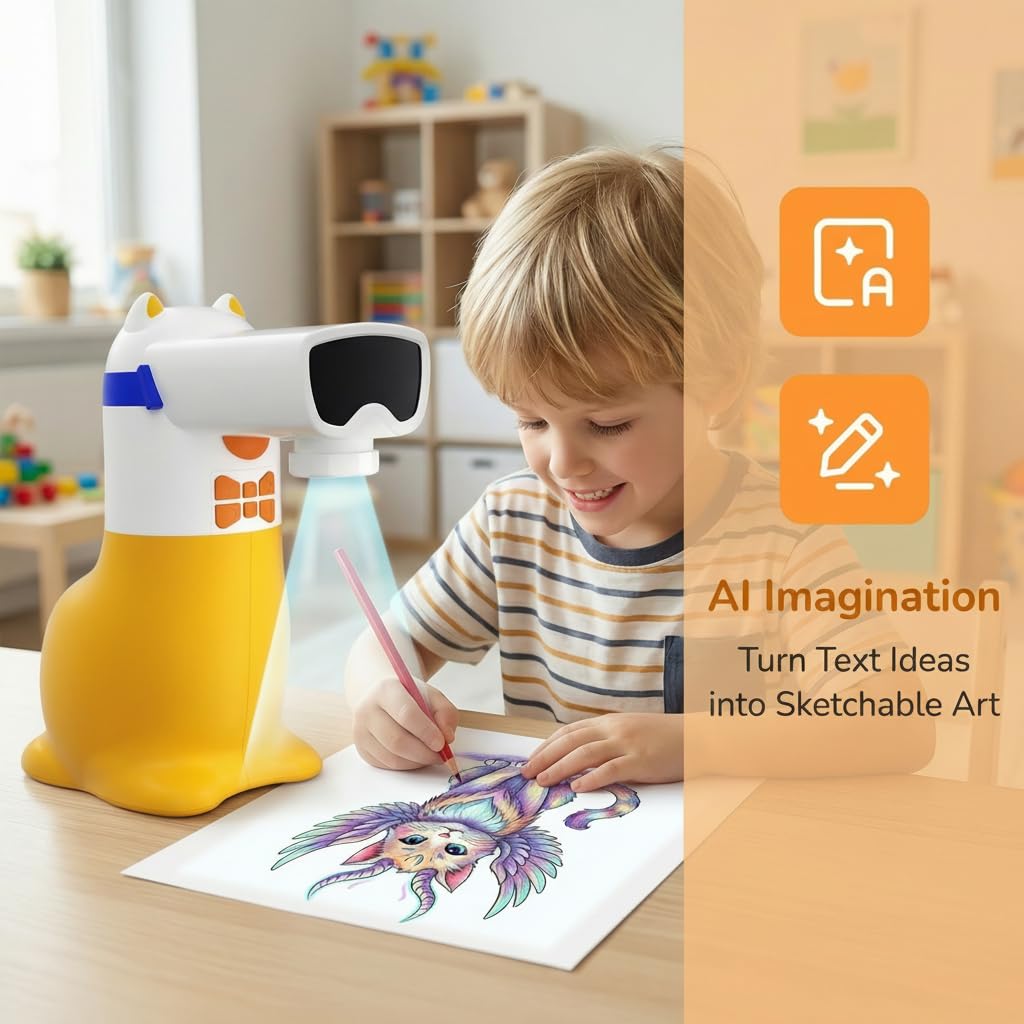 Yoturetoys AI Drawing Projector for Kids, Smart Art Tracing Machine to Inspire Creativity with Voice Learning & Photo-to-Sketch, STEM Educational Toy, Christmas Birthday Gift for Boys Girls Ages 5+
