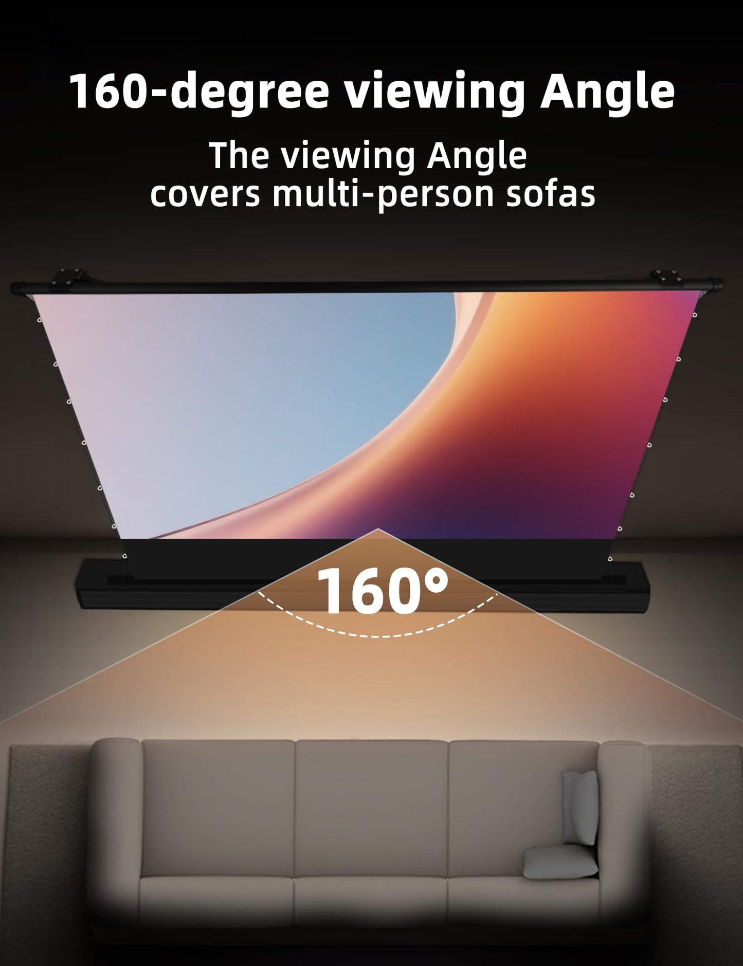 Acmejm 100" Matte White Motorized Floor Rising Projector Screen for Long/Standard UST Throw Projector,Movie Screen for Home Theater,Motorized Projector Screen 4K/8K Ultra HD