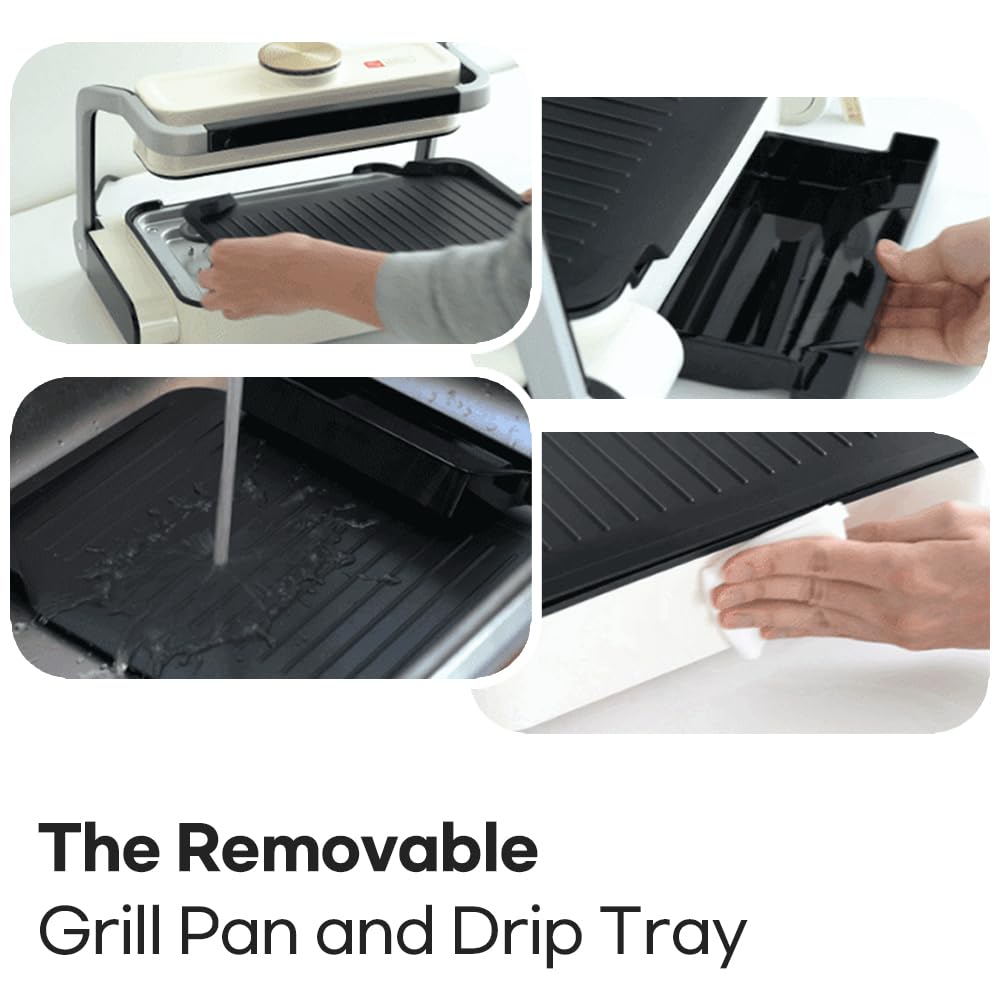 CARESYS Smokeless Double Care Grill, Electric Indoor Tabletop Grill, Dual Heating, Fast Grilling, Portable, Nonstick, Adjustable Temperature, Ideal for K-BBQ