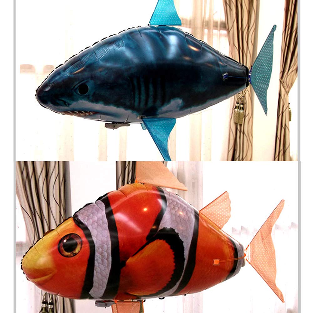 Remote Control Shark Toys Swimming Fish RC Animal Toy Infrared RC Fly Air Balloons Clown Fish Toy Gifts Party Decoration Balloon ANTI-GRAVITY INDOOR TOY HOVERS and FLOATS in MID-AIR(Orange)