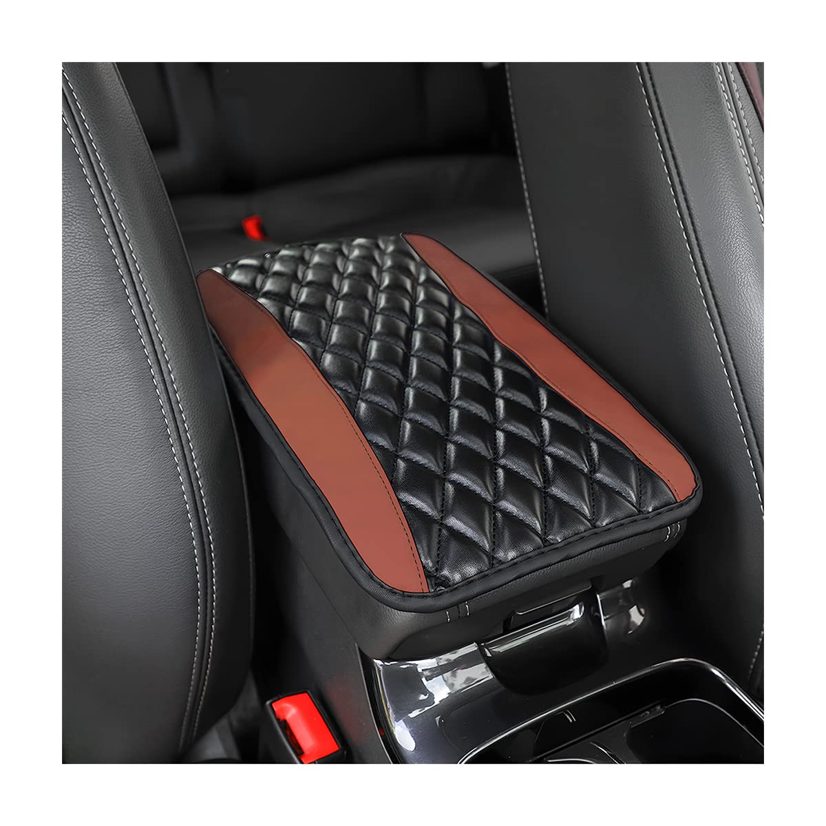 Car Center Console Cushion Pad, Universal Leather Waterproof Armrest Seat Box Cover Protector,Comfortable Car Decor Accessories Fit for Most Cars, Vehicles, SUVs (Brown)