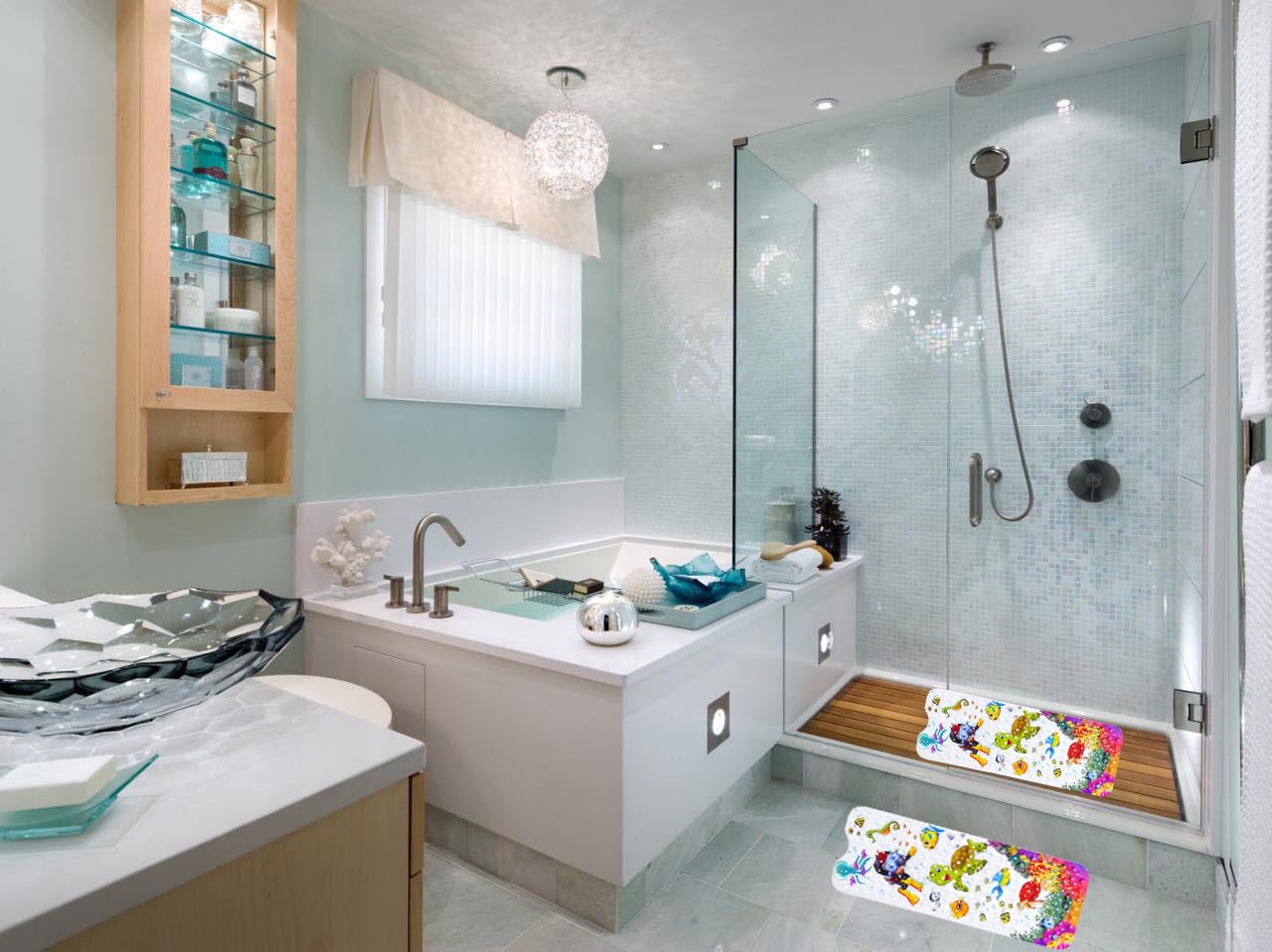 youxiaoshi Baby Bath Mat, Bathroom Bathtub Mat for Kid's, Cartoon Bath Tub Shower Mat with Drain Holes and Suction Cups, 40 X 16 Inch Soft&Non-Slip, Machine Washable (Turtle)