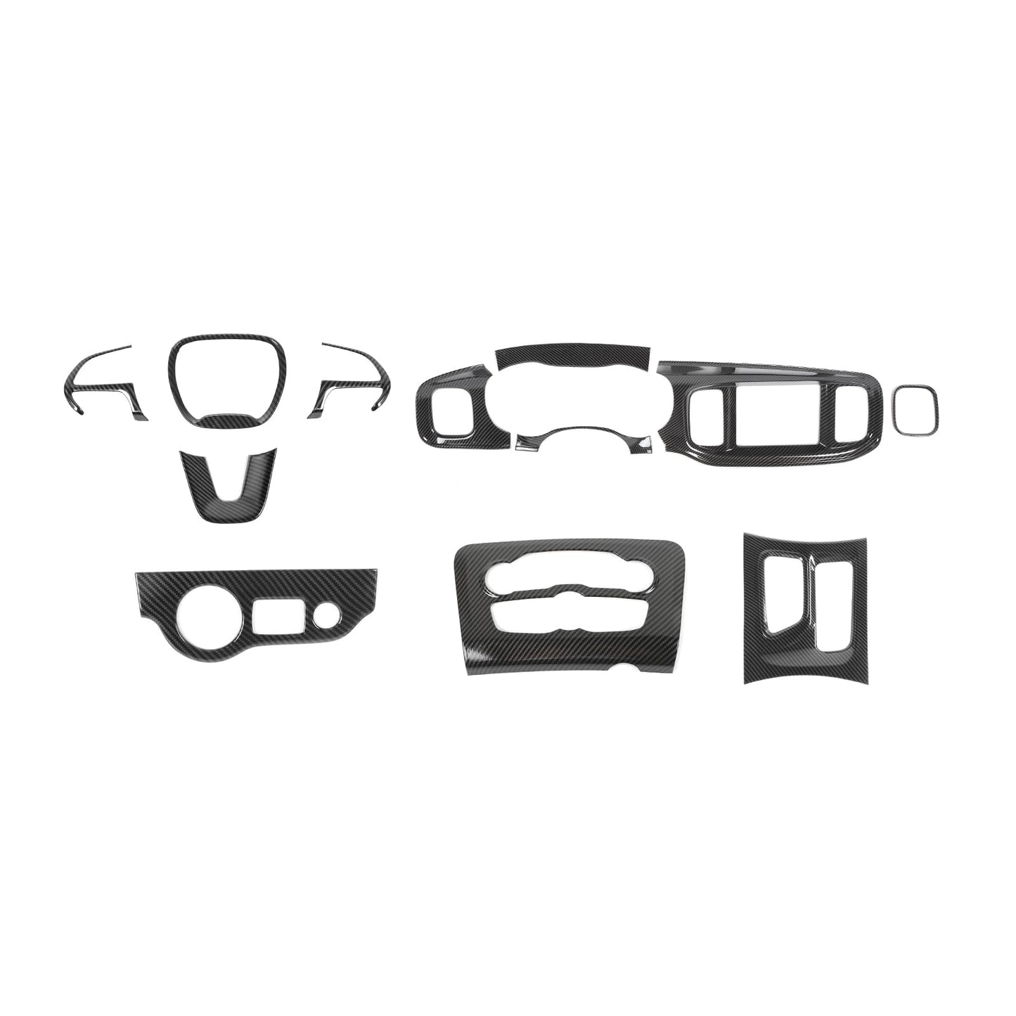 RT-TCZ Carbon Fiber Interior Trim Kit Cover Center Console Decoration Accessories for Dodge Charger 2015-2025,12PCS