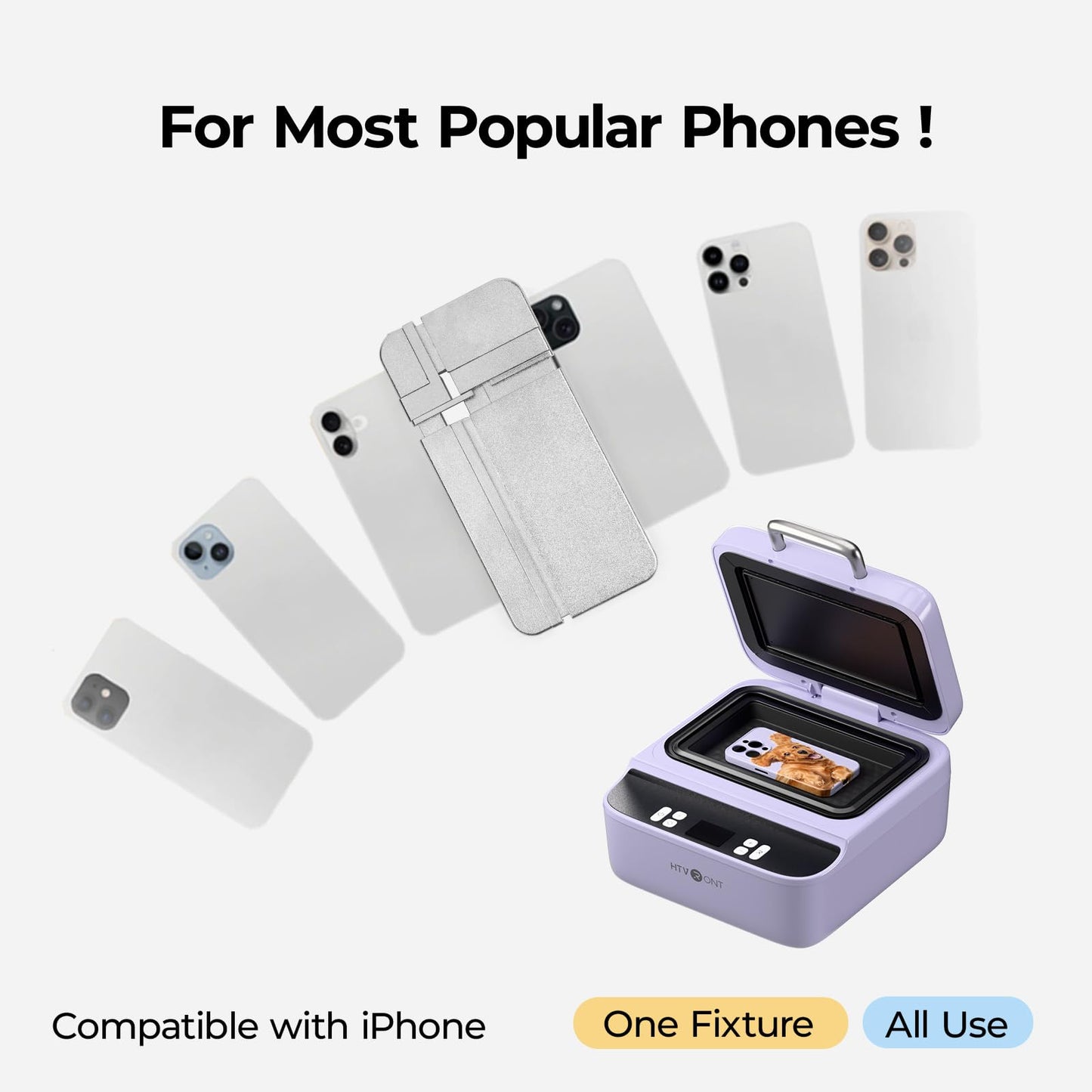 HTVRONT Phone Case Heat Press Machine - Phone Case Auto Heat Press with 3D Vacuum Heat, Precise Temperature Sublimation Phone Case Press Machine for Badges, Coasters, etc. (Compatible with iPhone)