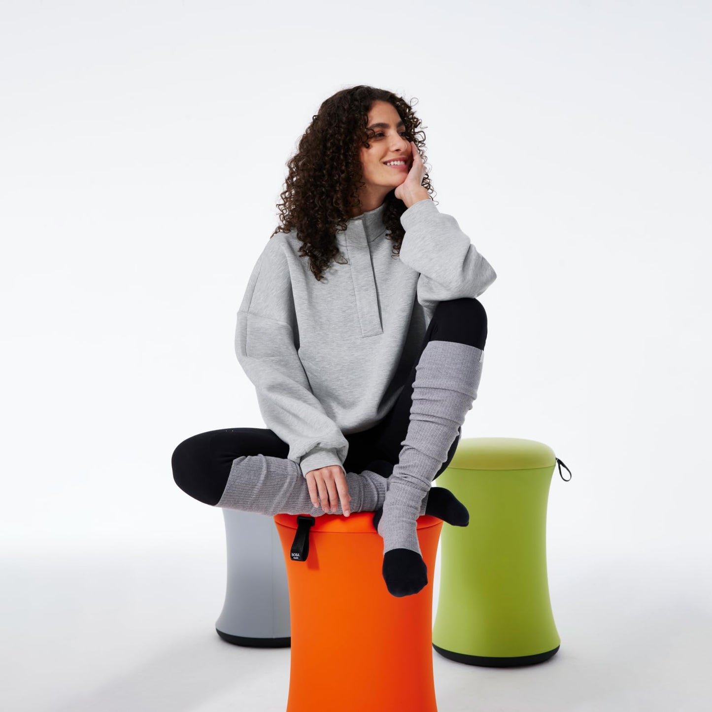 TopJob Boba Chair Stylish Active Wobble Stool, ADHD Chair, Improves Posture and Focus, Ergonomic with Height Adjustable Stool for Adults Children for Home Office, Study Room (Urban Fog)