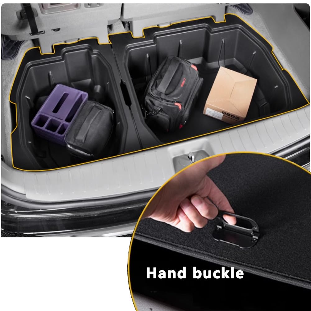 yboueo For 2024 Kia Carnival Trunk storage box，for Kia Carnival 2022 2023 2024 Trunk Cargo Organizer Insert Rear Storage -Portable with Lid storage Tray，New Kia Carnival Trunk Small Items Organizer