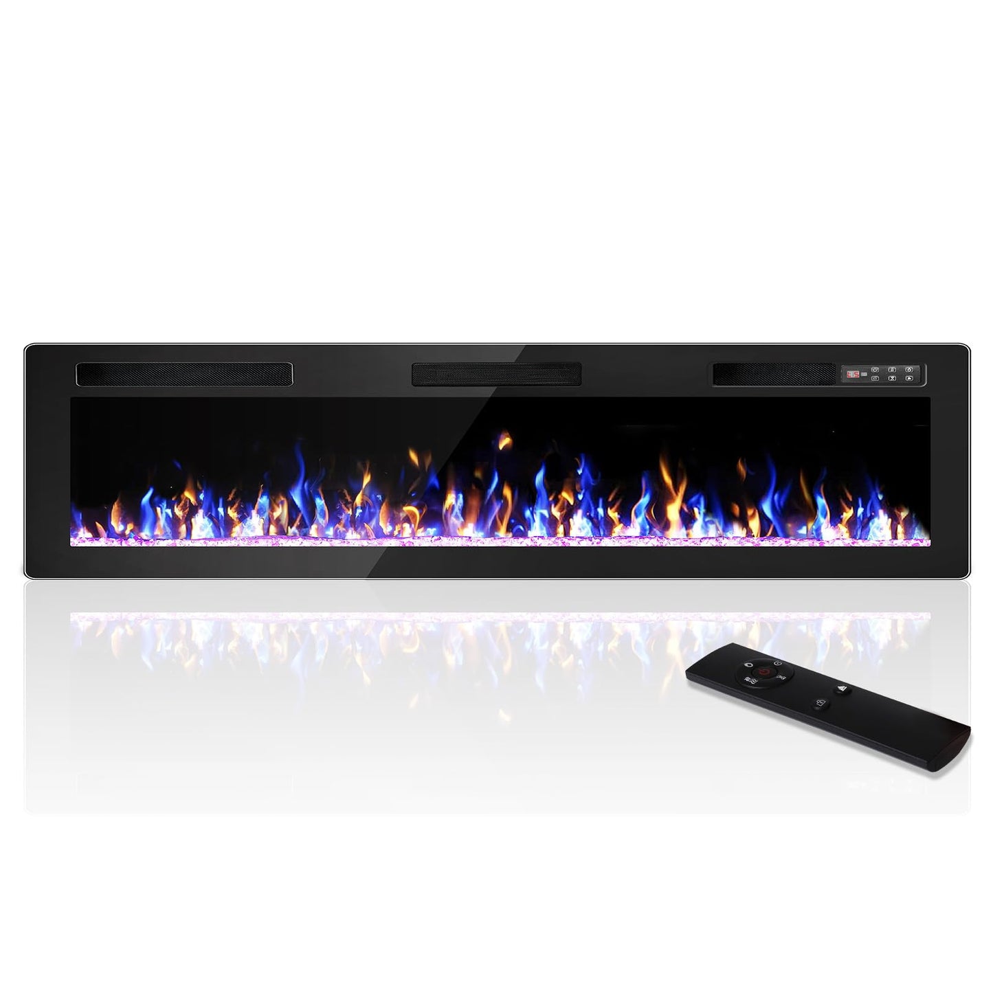 72 Inch Electric Fireplace, Ultra-Thin Fire Places Electric Fireplace Inserts Recessed and Wall Mounted with Remote Control & Touch Screen, 750W/1500W Fireplace Electric Heater with Timer, Multi-Flame