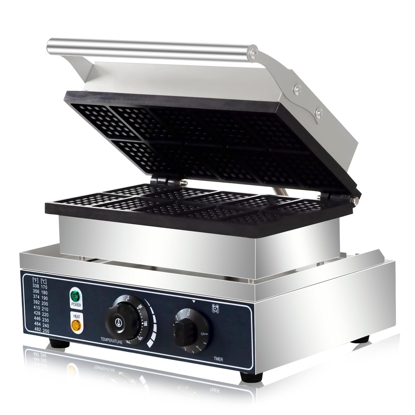 110V1650W Commercial Mini Square Waffle Maker, 10 Grids Waffle Baker Machine, Non-Stick,3.5 X 2.0" Belgian Waffle maker with Temp and Time Control, for Restaurant Bakeries Snack Bar Family.