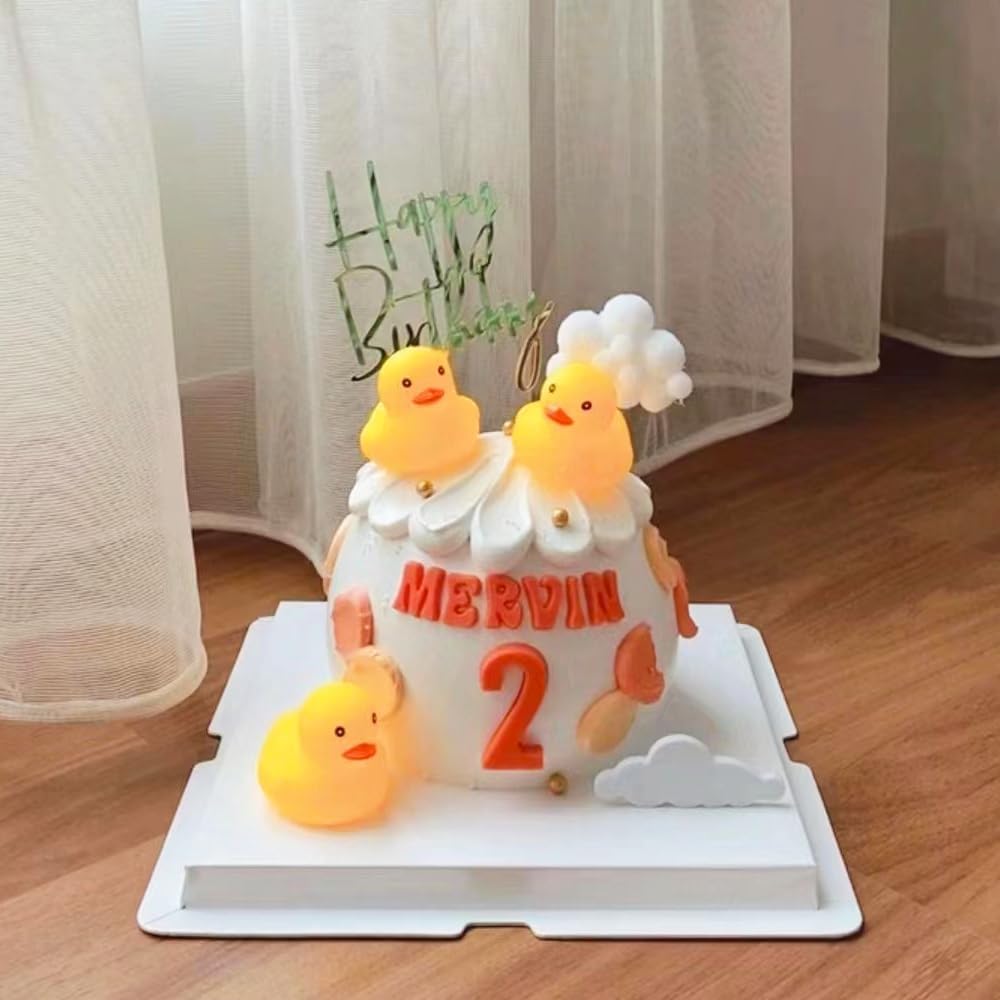 Rubber Yellow Duck,Waterproof No Hole No Squeak 5 Pcs 3.4 Inch No Bebe Noise Ducky Bath Pool Toy Without Hole for Kid Shower Bathtub Toy Birthday Party Decor Cake Topper in Bulk