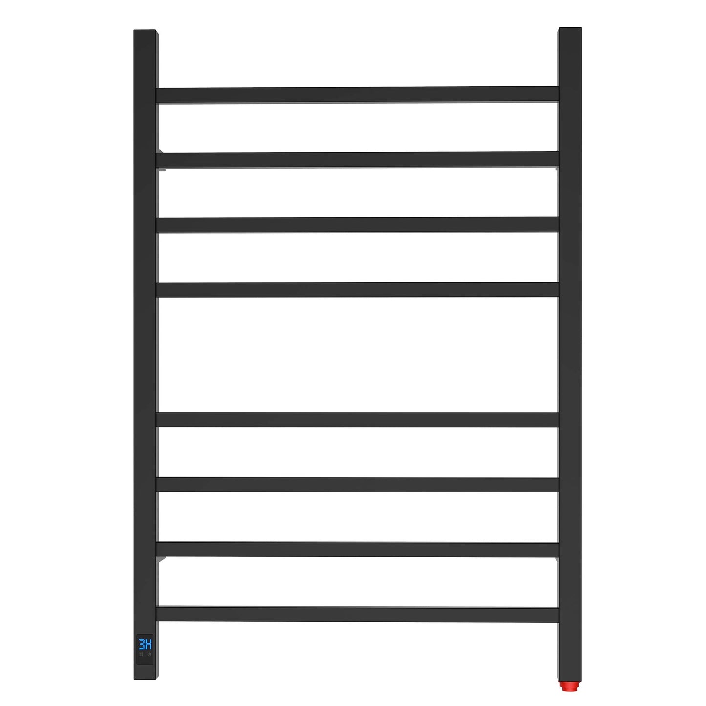 HEATGENE Towel Warmer with Timer and Temperature Control, Electric Towel Warmer with 8 Square Bars, Wall-Mounted Electric Towel Rack with 8 Square Bars, Plug-in/Hardwired Towel Rails - Matte Black
