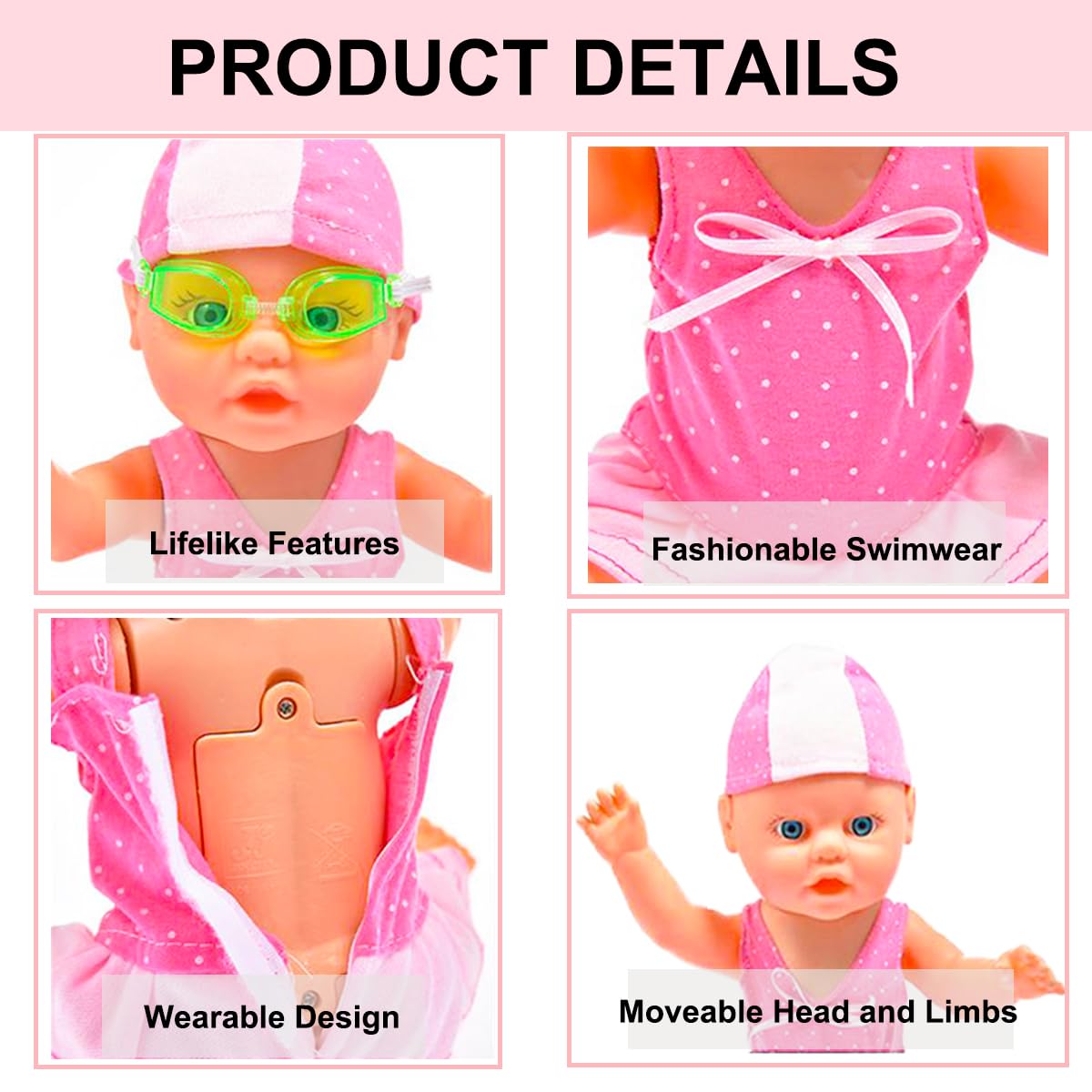 Swimming Baby Toy,2026 New Upgraded Waterproof Swimmer Toy,Electric Water Baby Toy, Backstroke Swimming Toy for Pool, for Pool/Bathroom Boy & Girl Gifts