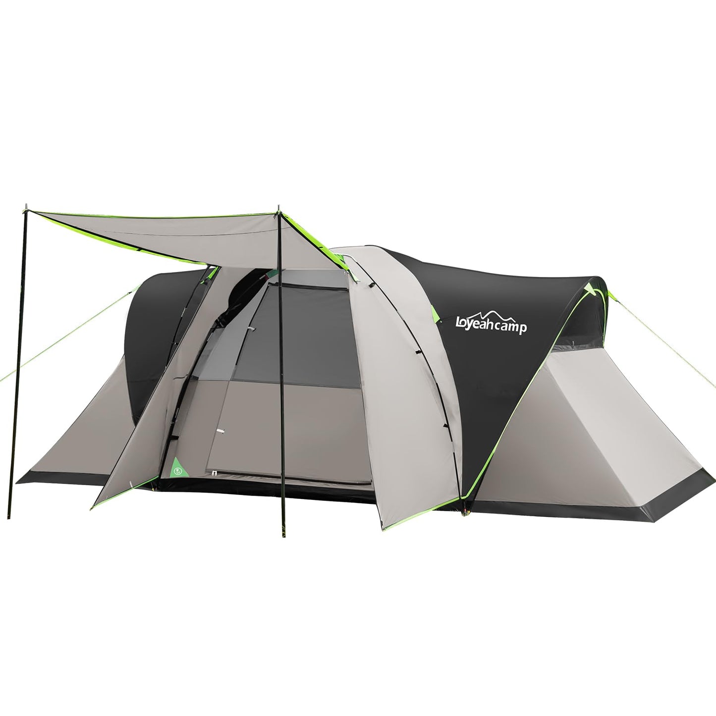 LOYEAHCAMP 8 Person Larger Extended Dome Camping Tent with 3 Rooms, Waterproof Semi-Freestanding Family Outdoor Tent with Spacious Interior and Mesh Windows