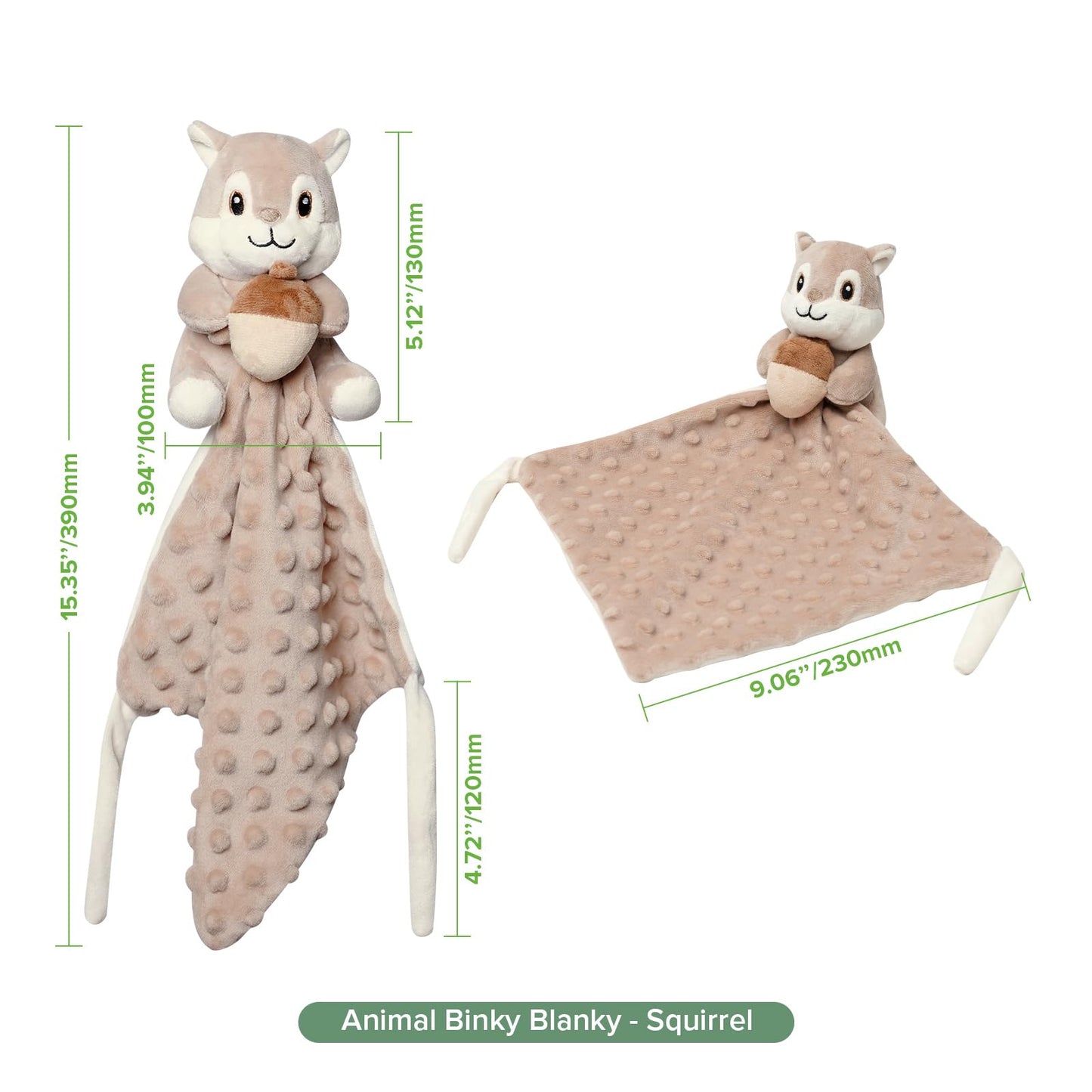 haakaa Squirrel Security Blankets for Babies, Ultra Silky Soft Lovey Blanket Baby Gift for Newborn Boys and Girls, Snuggle Toy Baby Stuffed Animals Essentials