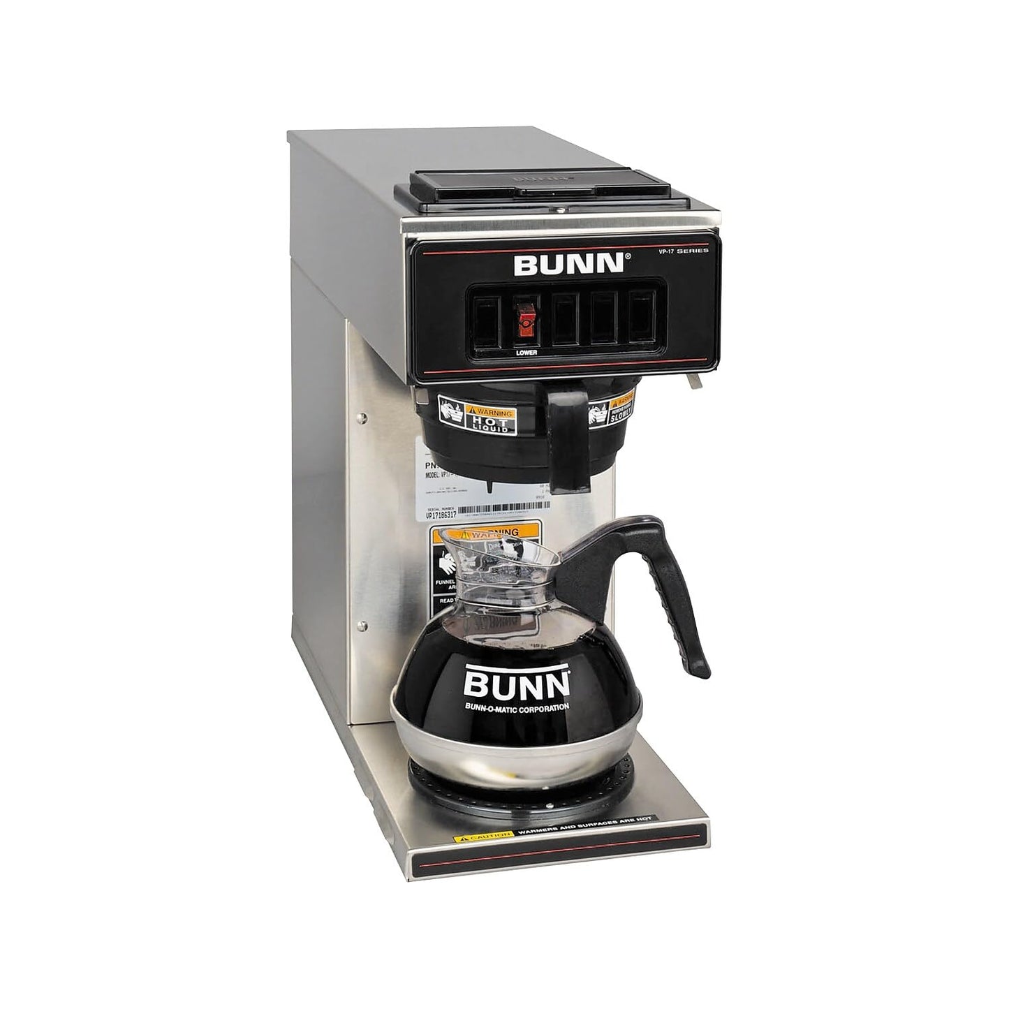 BUNN 13300.0001 VP17-1SS Pourover Coffee Brewer with 1-Warmer, Stainless Steel, Silver, Standard