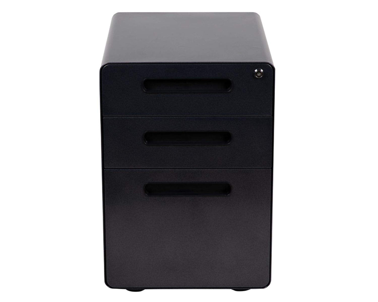 Flash Furniture Wren Ergonomic 3-Drawer Mobile Locking Filing Cabinet with Anti-Tilt Mechanism and Hanging Drawer for Legal & Letter Files, Black