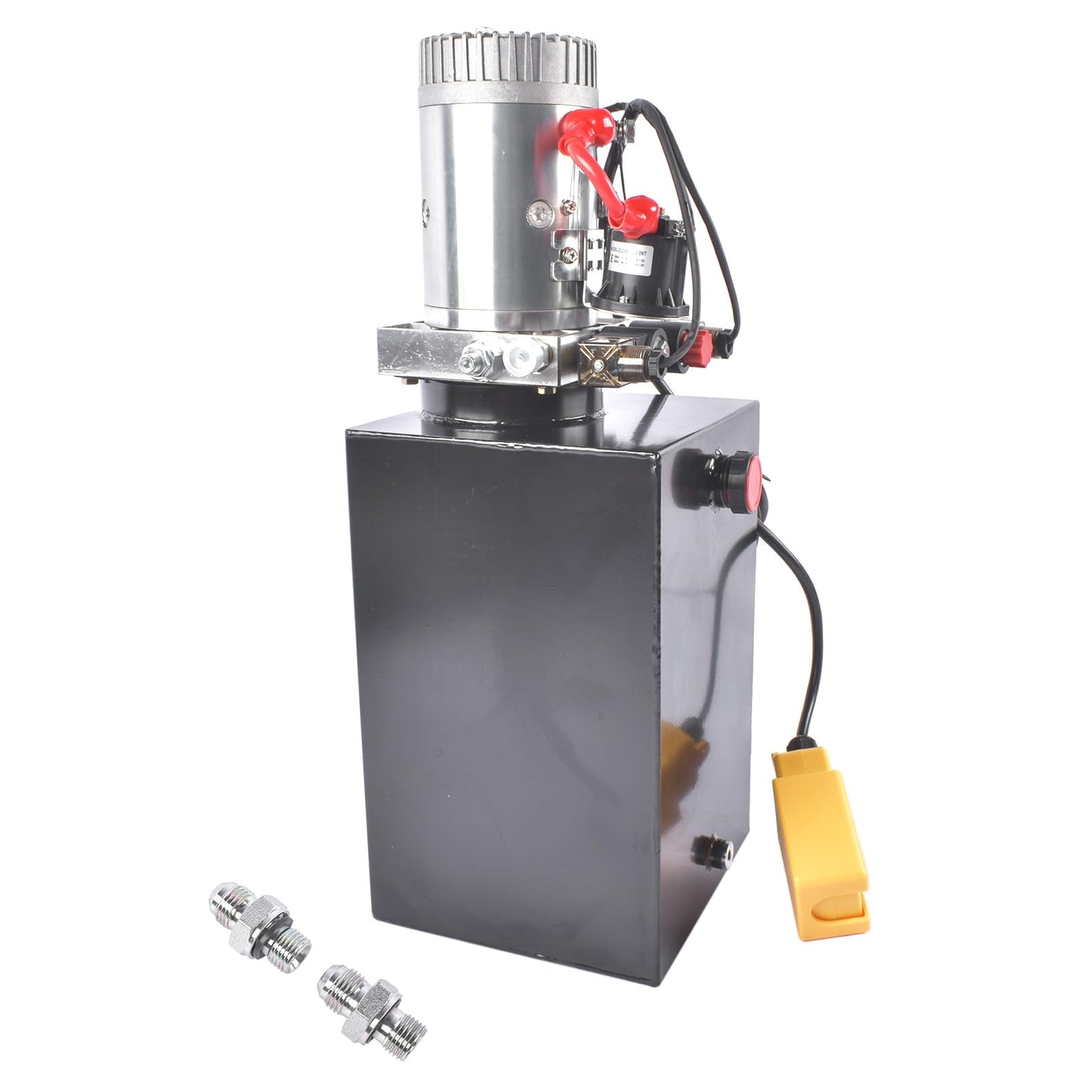 15 Quart Double Acting Hydraulic Pump 12V DC Dump Trailer Hydraulic Power Unit 3200PSI 22MPa 1.6KW with 2 Additional SAE#6 Connectors Weonefit