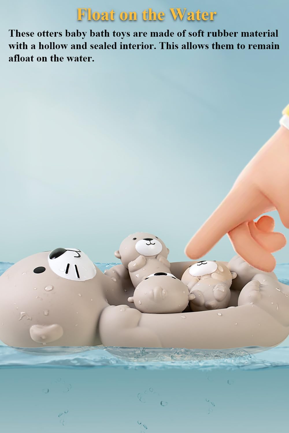 NEXTAKE Otter Bath Toy Set, Child-Mother Otter Playset Tub Toy, 1 Mother Otter and 3 Baby Otters Water Toy Bathtub Otter Toy Set Otters Family Floating Toy for Babies