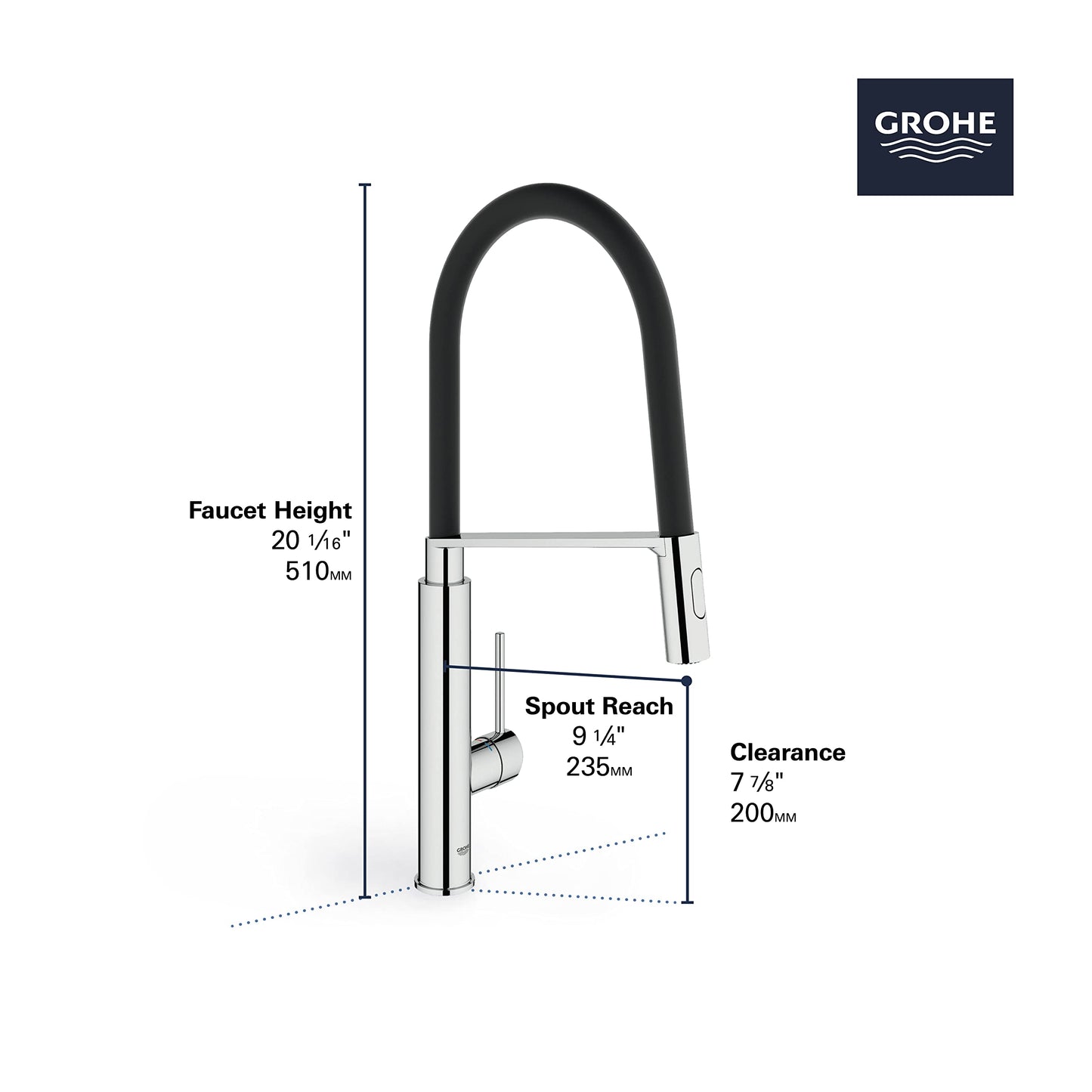 GROHE 31492000 Concetto Semi-Pro Kitchen Faucet with Pull-Out Sprayer Chrome