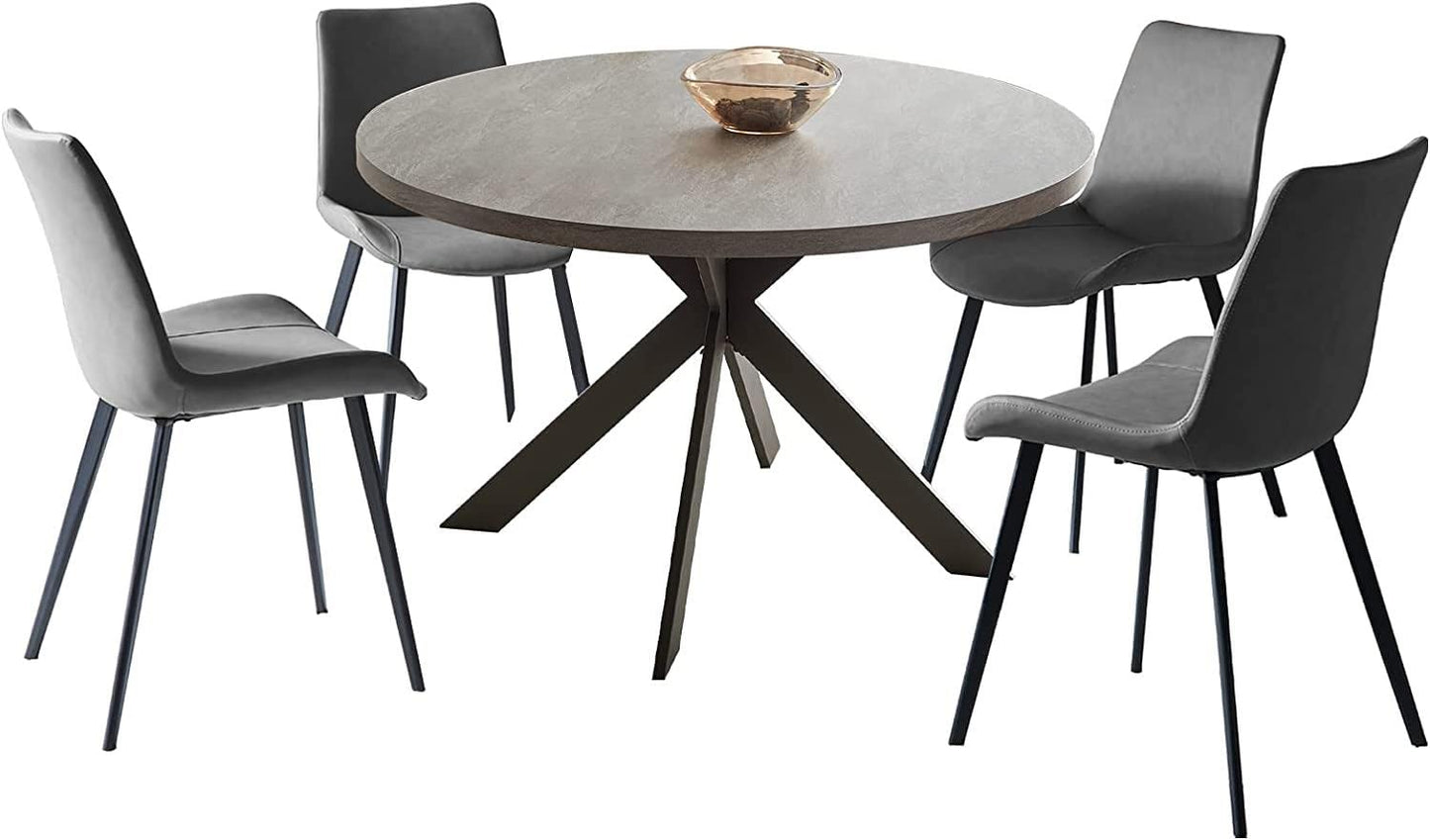 Zerifevni Round Dining Table Set, Mid Century Modern 47 INCH, Leisure Coffee Table, Saving Space (Grey)