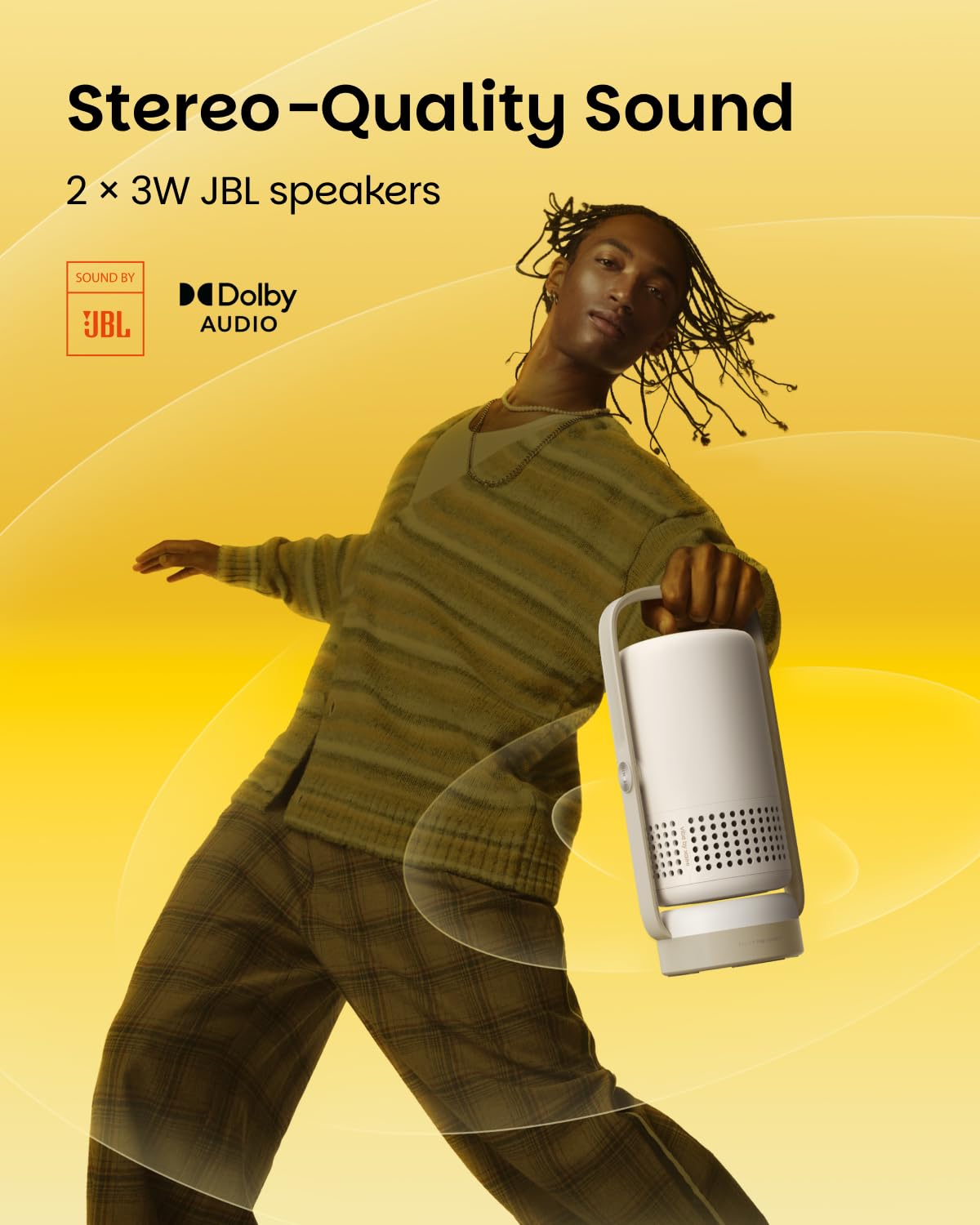 XGIMI Vibe One Battery Powered 1080P Smart Portable Projector, Google TV with Licensed Netflix, Sound by JBL, Built-in Battery, Auto Focus Auto Keystone, HD Outtdoor Movie Projector for Home(Ash)