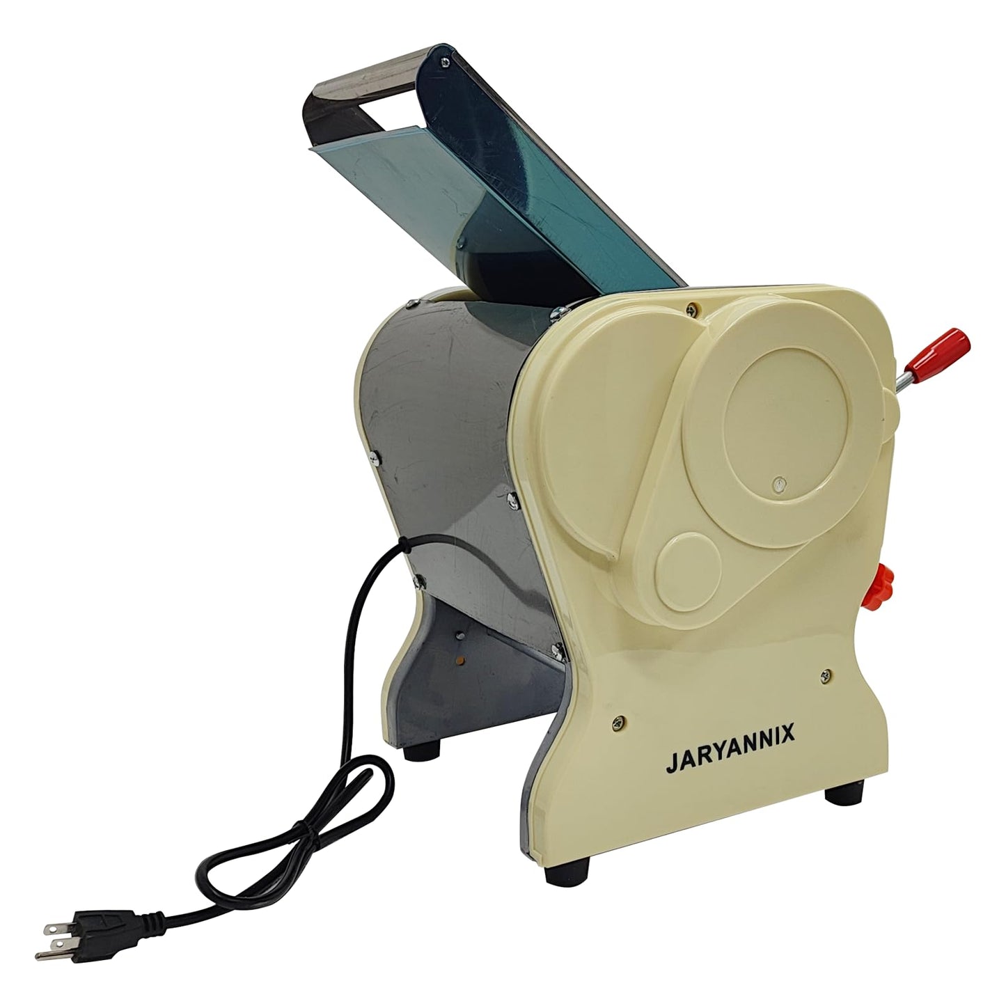 JARYANNIX Electric Pasta Press Maker, Stainless Steel Noodle Making Machine, 3mm and 9mm Wide Knife, Adjustable Width, Automatic Noodle Maker for Home Commercial 110V 550W