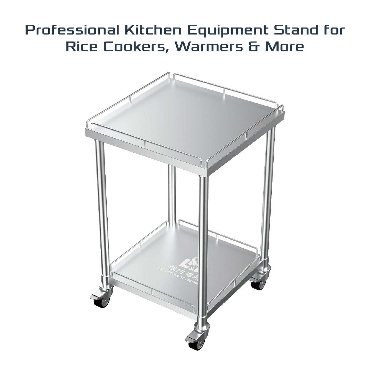 PANTIN® 24" x 24" Stainless Steel Rice Cooker Stand and Cart with Wheels & Brakes, Work Stand & Adjustable Undershelf for Commercial Food Warmer, Large Rice Cookers, PRCWT-2424